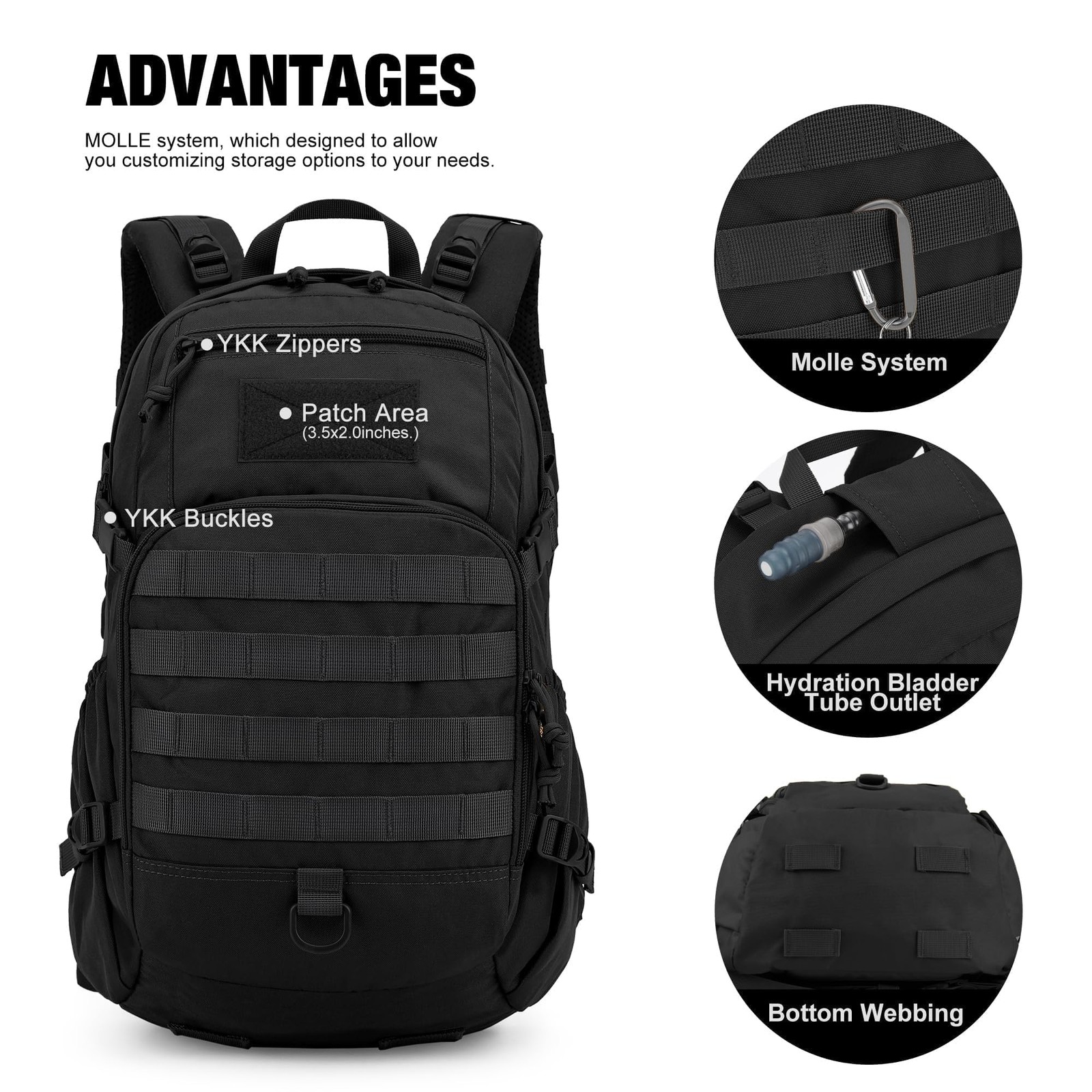 25L Hiking Backpack,Lightweight Molle Tactical Backpack for Running,Hiking,Cy...