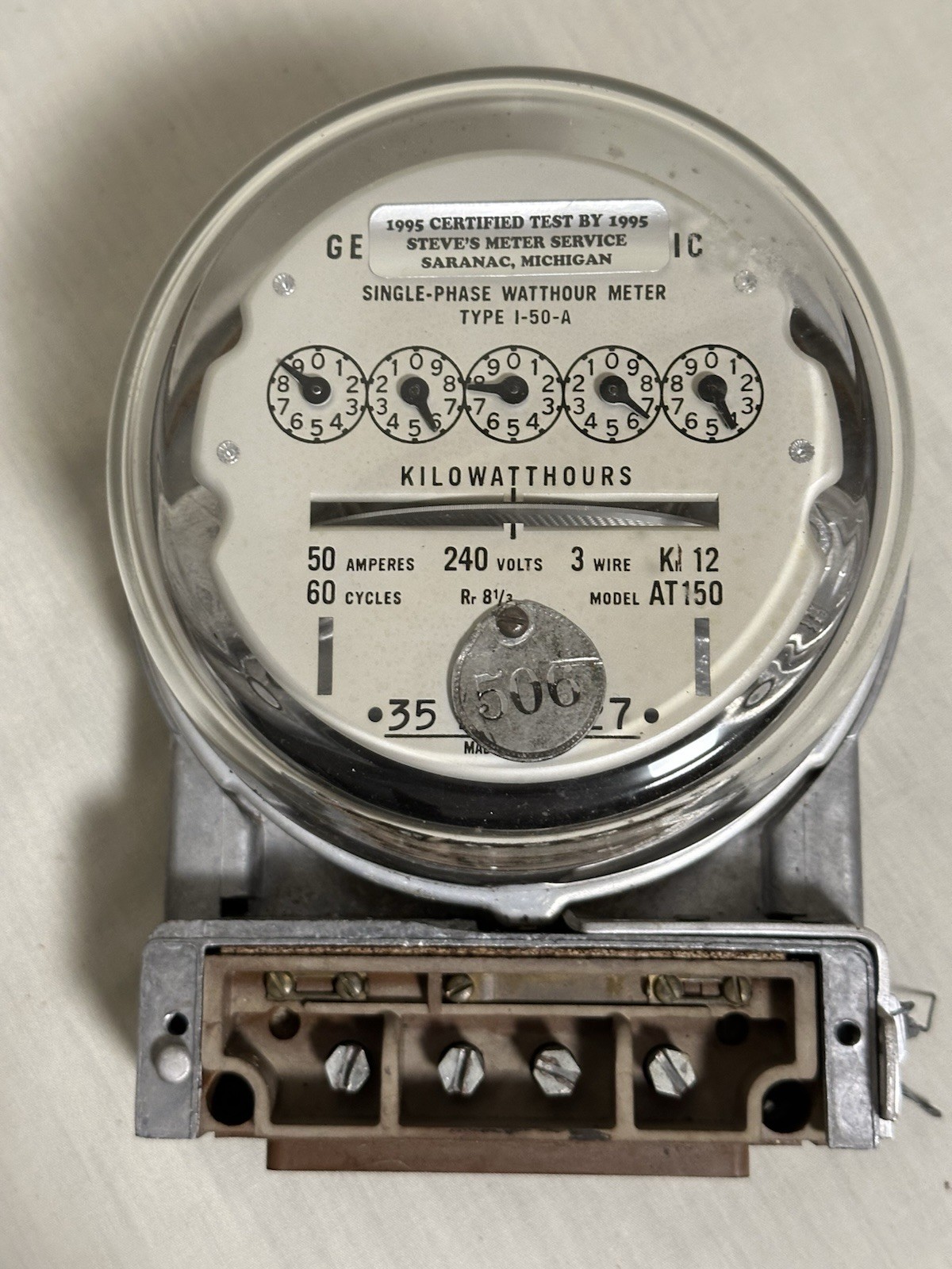 GE Single-Phase Watthour Meter - Type 1-50-A - Model AT150 - Tested in 1995