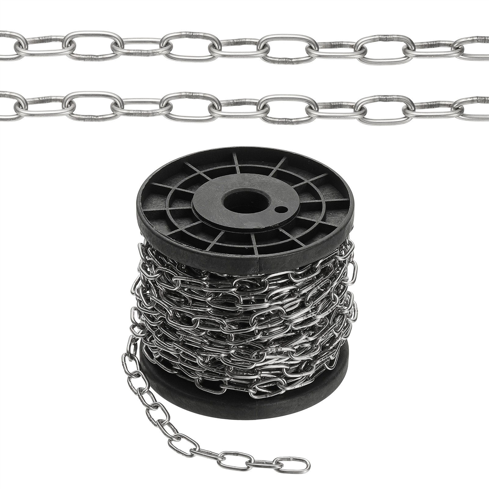 32.8ft SUS304 Stainless Steel Chain, 2mm Metal Chain Link 10 Meter