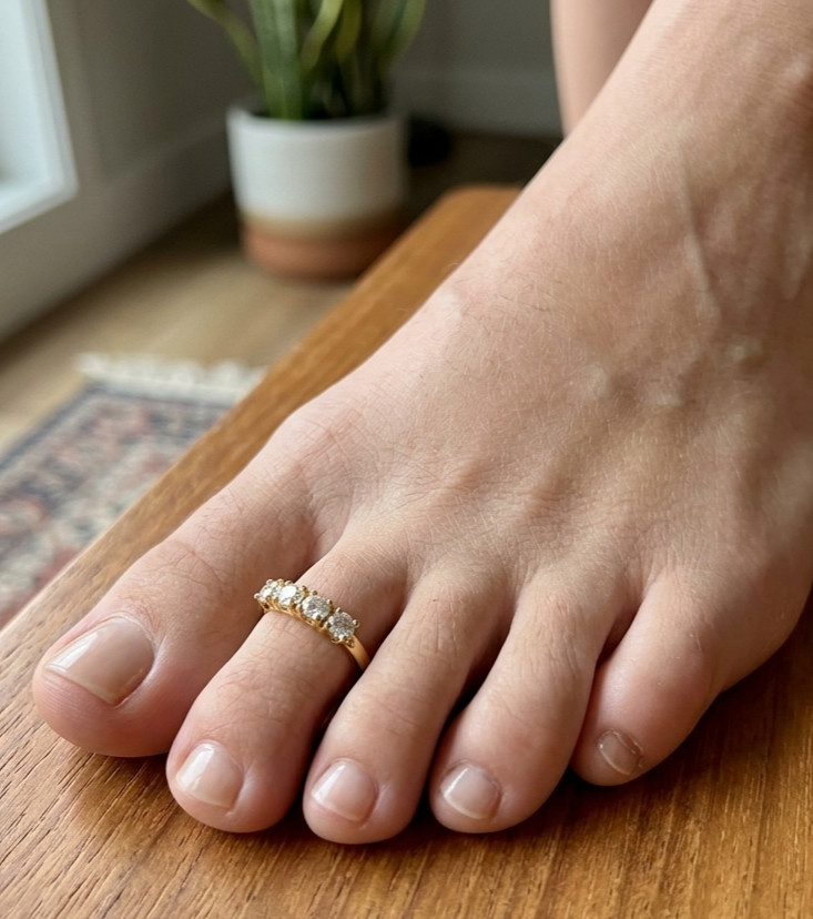 Lab Created Diamond Womens 4 Diamond Adjustable Toe Ring 925 Silver