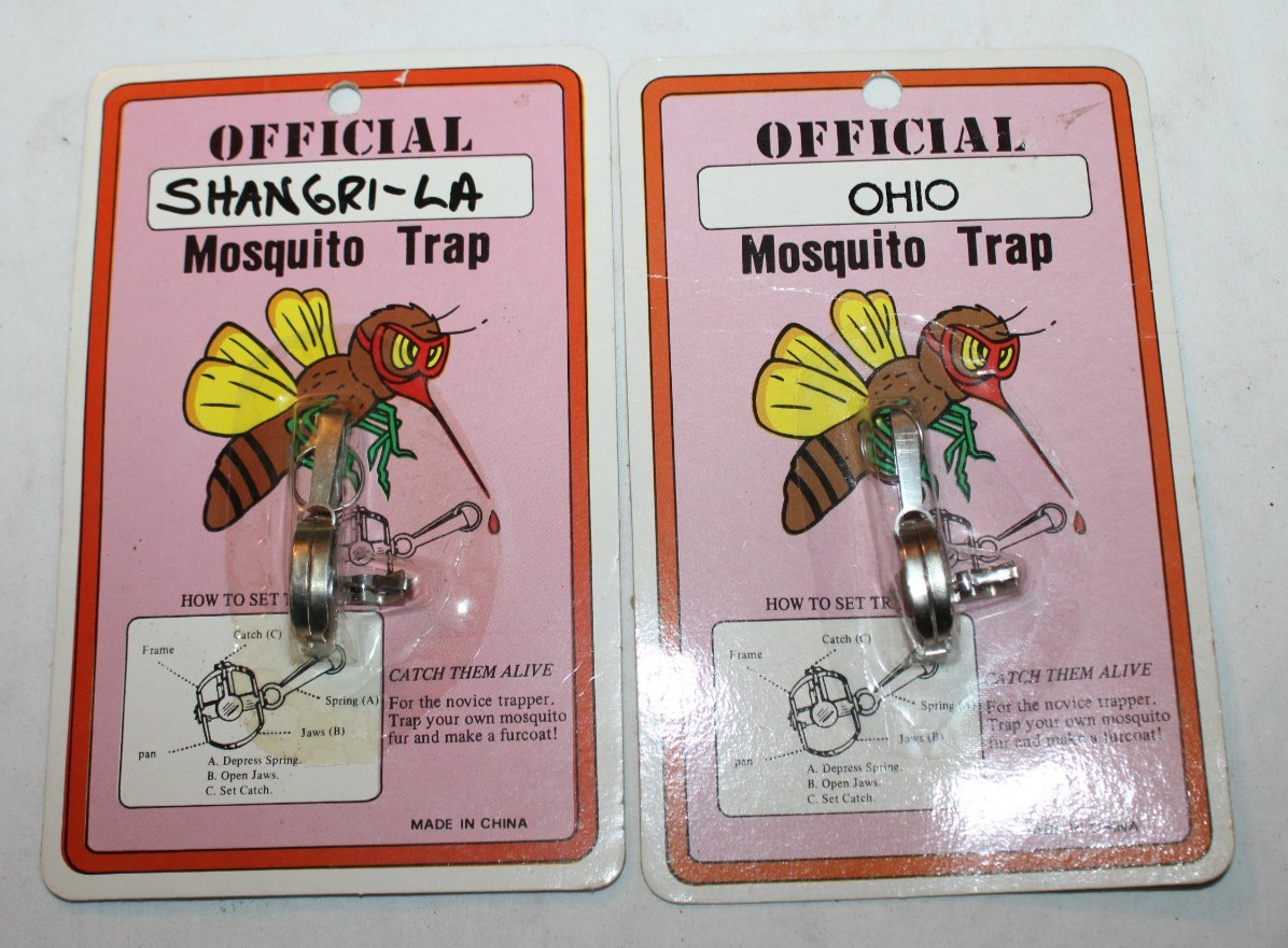 2 Vintage Official Ohio and Shangri-La Mosquito Trap Novelty Joke New In Pack