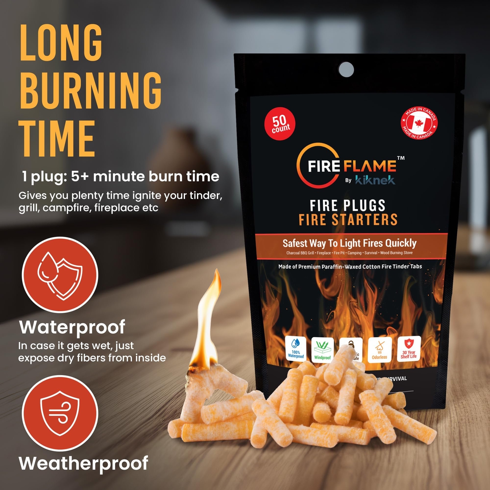 FireFlame Fire Plugs Fire Starter - Quick Instant 100% Waterproof All-Purpose...