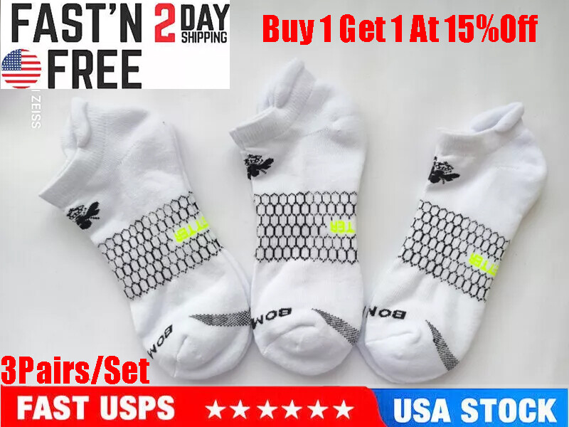 3 pairs Bombas All-Purpose Performance Men's Ankle socks - Size Medium White