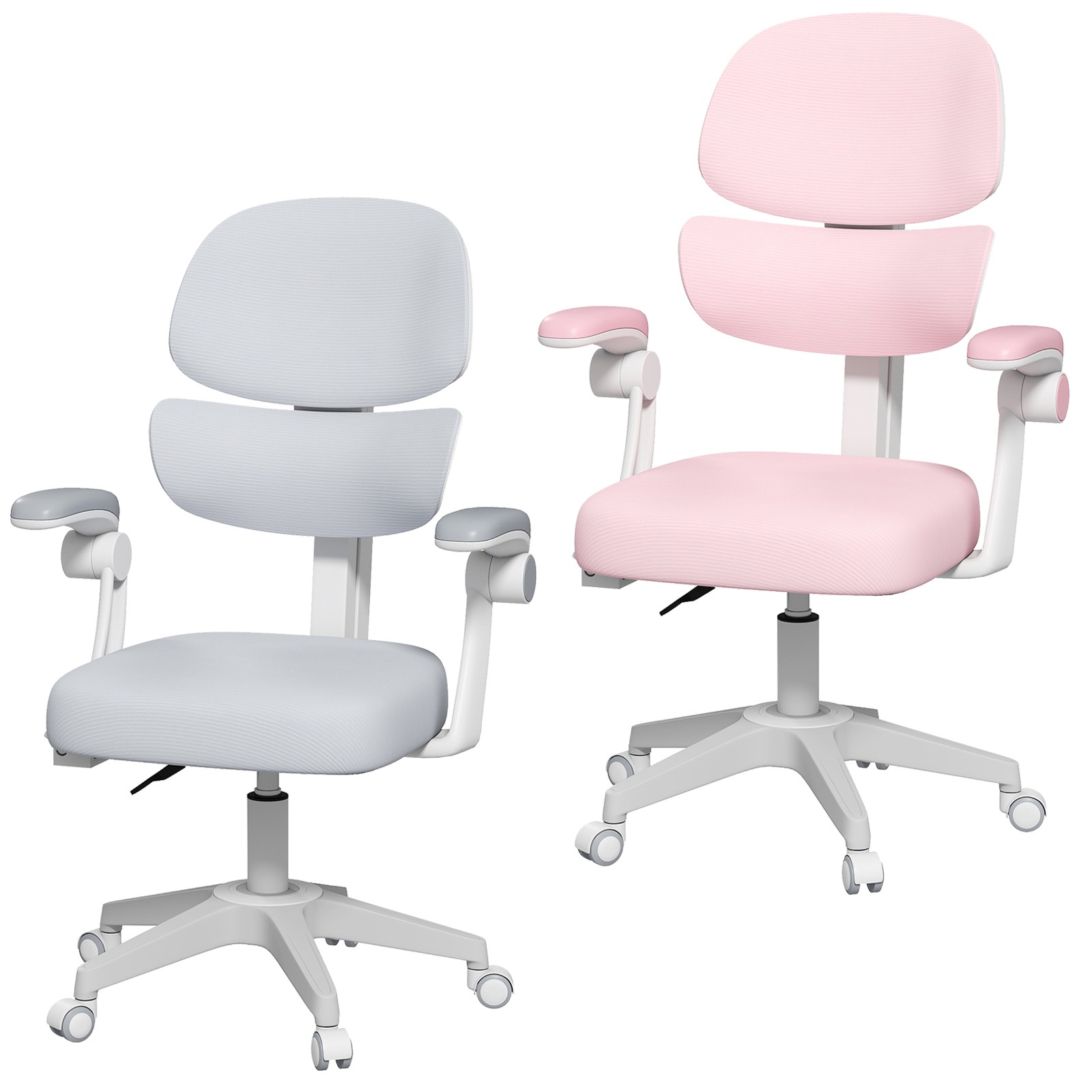Pink/Gray Kids Study Computer Chairs Back-Following, Sit-Locking, 360° Casters