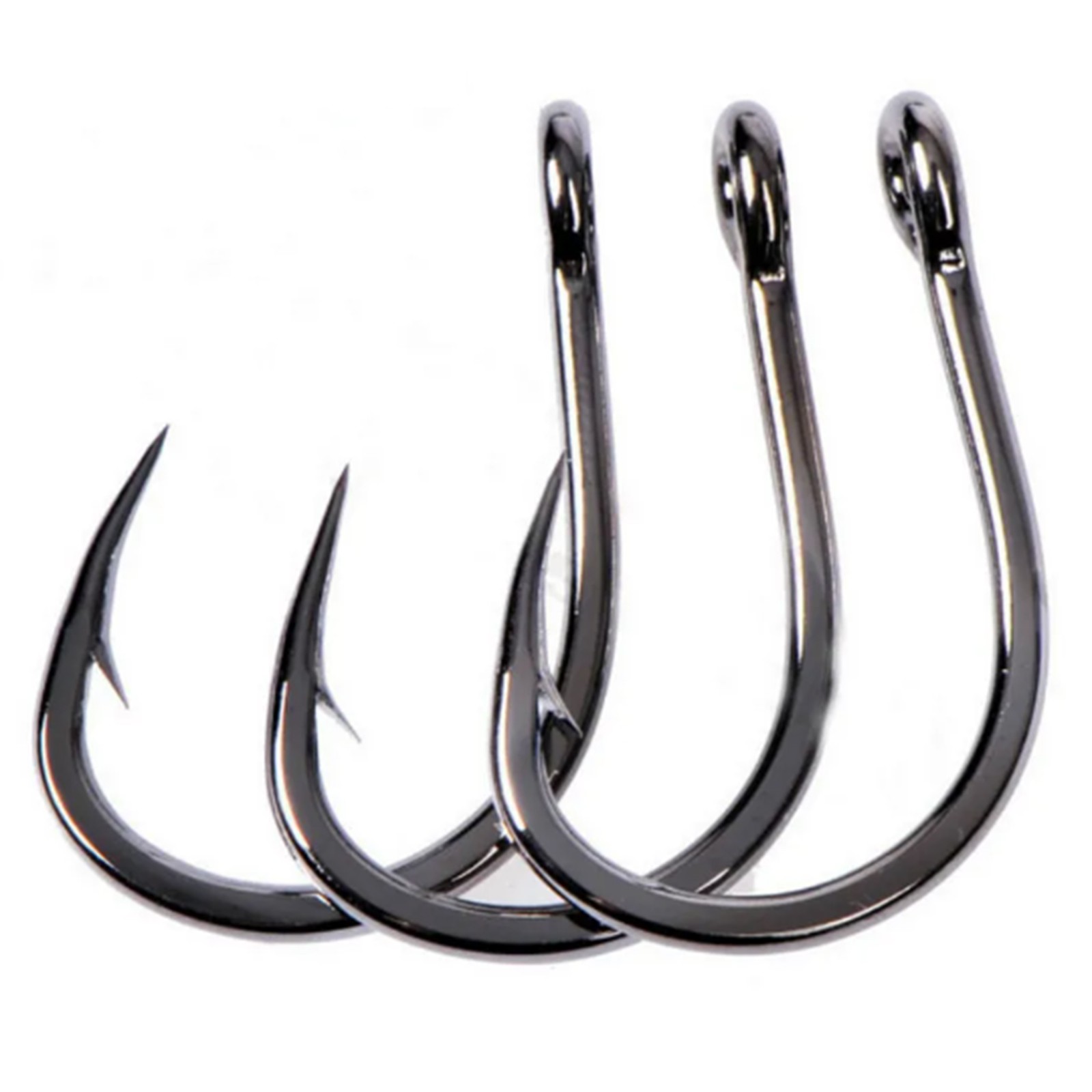 100 Pcs Fishing Worm Hooks with Box Carbon Steel Fishing Jig Hook Black Fishhook