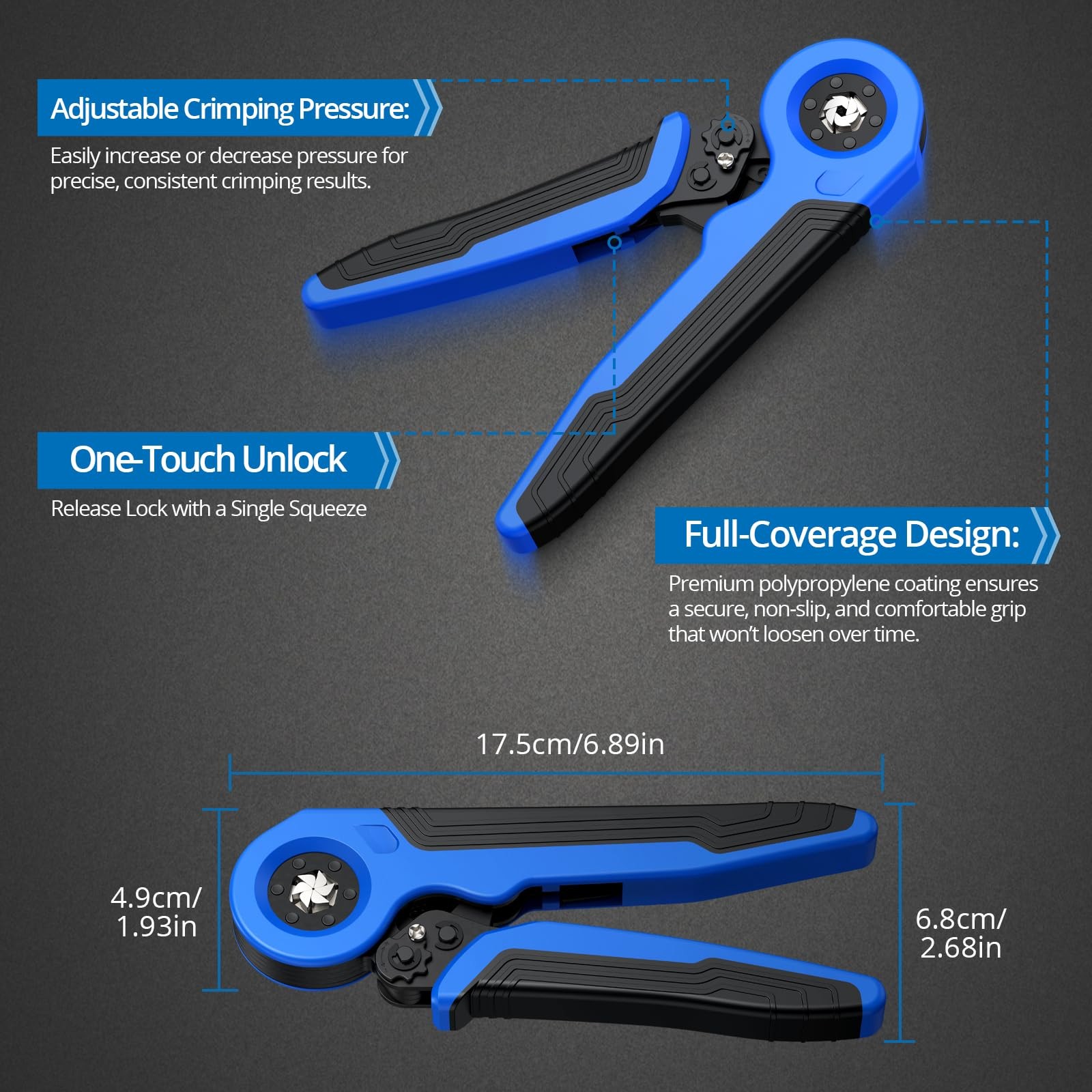 VORXEON Ferrule Crimping Tool Kit, Hexagonal Ratchet Plier Self-adjustable AW...