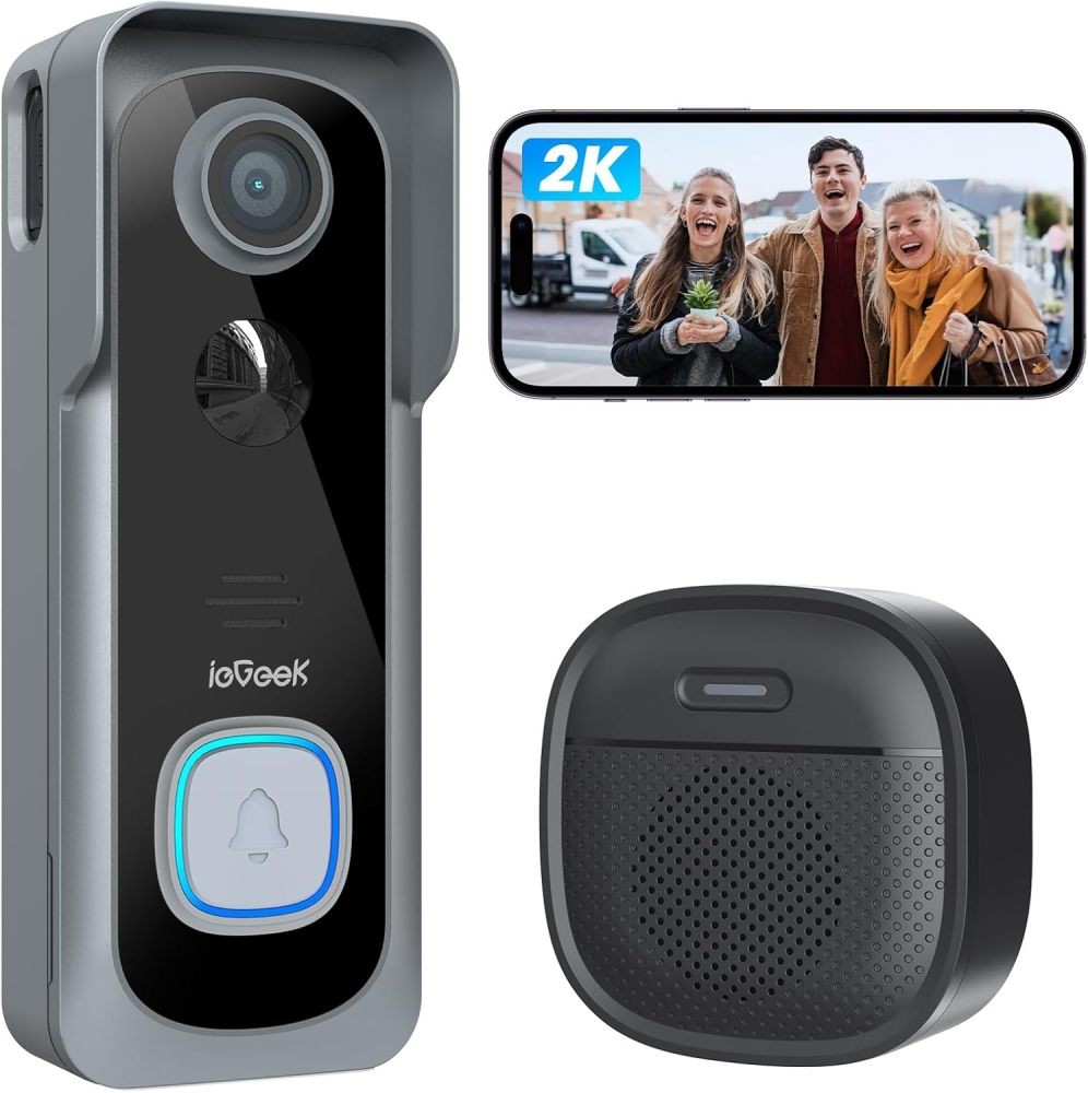 ieGeek Doorbell Camera Wireless No Subscription, 2K 3MP PIR Motion Detection