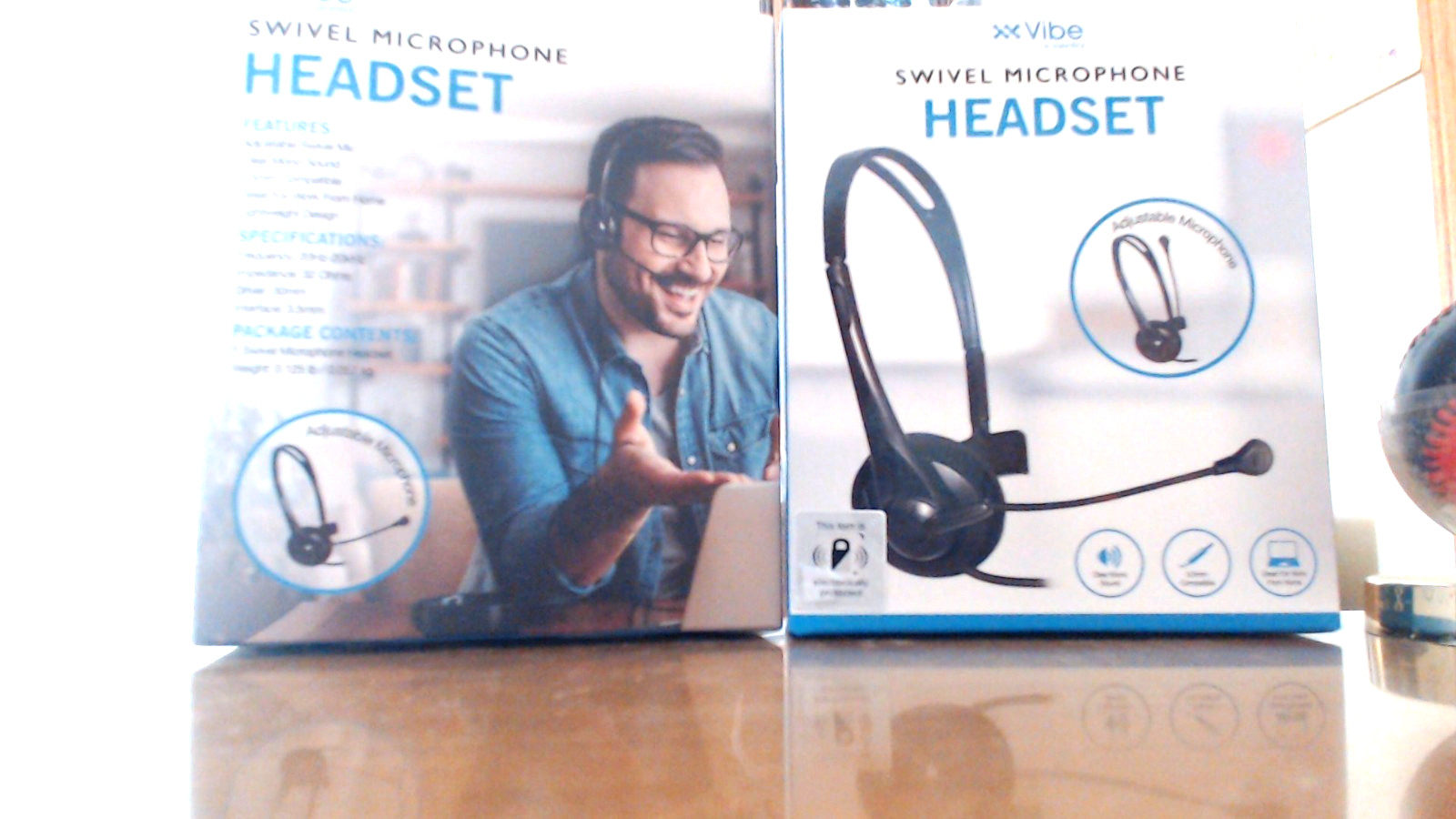 Set of (2) VIBE 3.5mm Plug-In Mono Headsets - With Swivel Microphone NEW IN BOX
