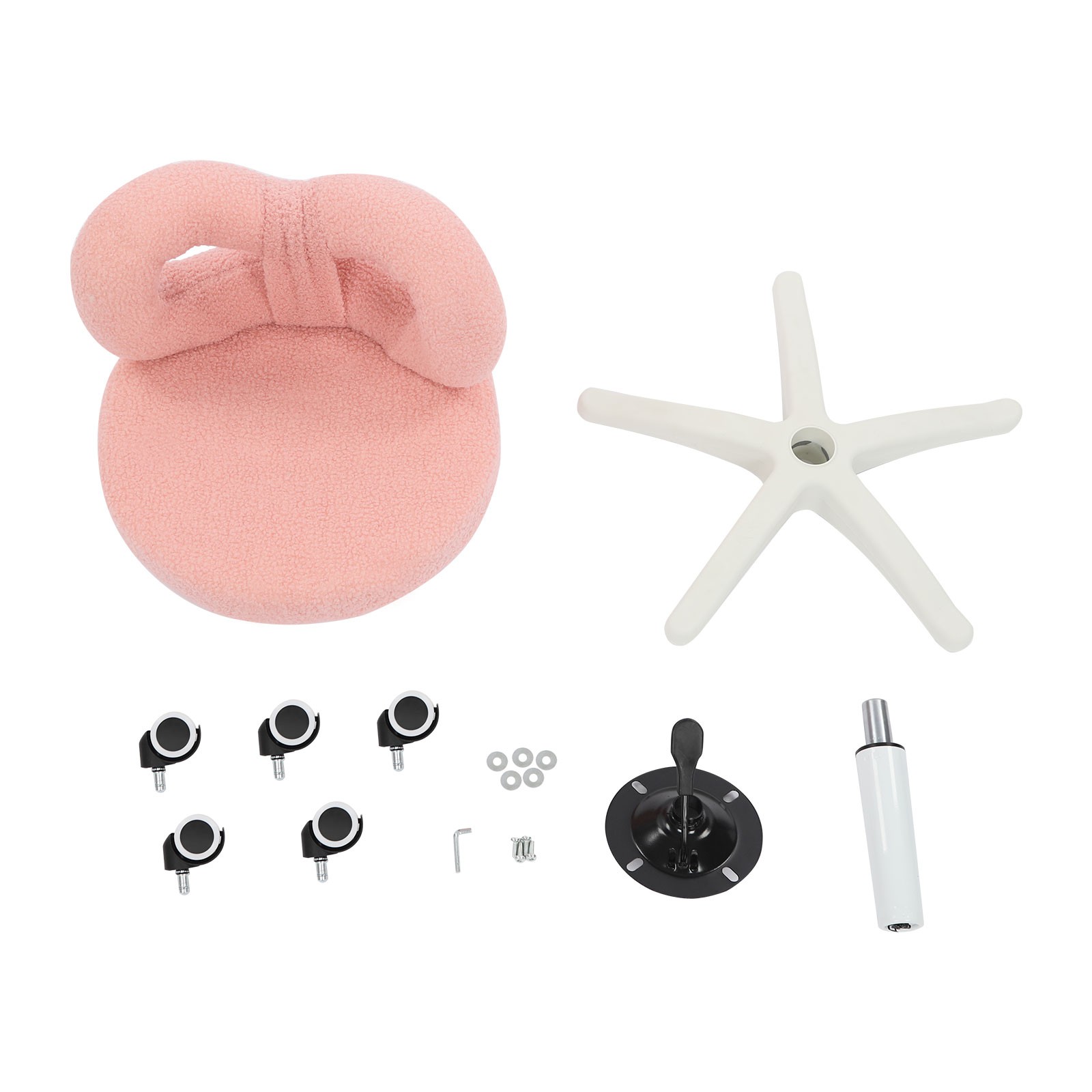 Vanity Chair with Cute Bow Backrest & Wheels, 360° Rolling Makeup Seat