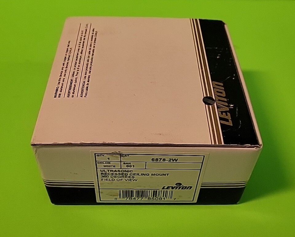 Leviton Ultrasonic Room Occupancy Sensor Model 6878-2W Recessed Ceiling Mount