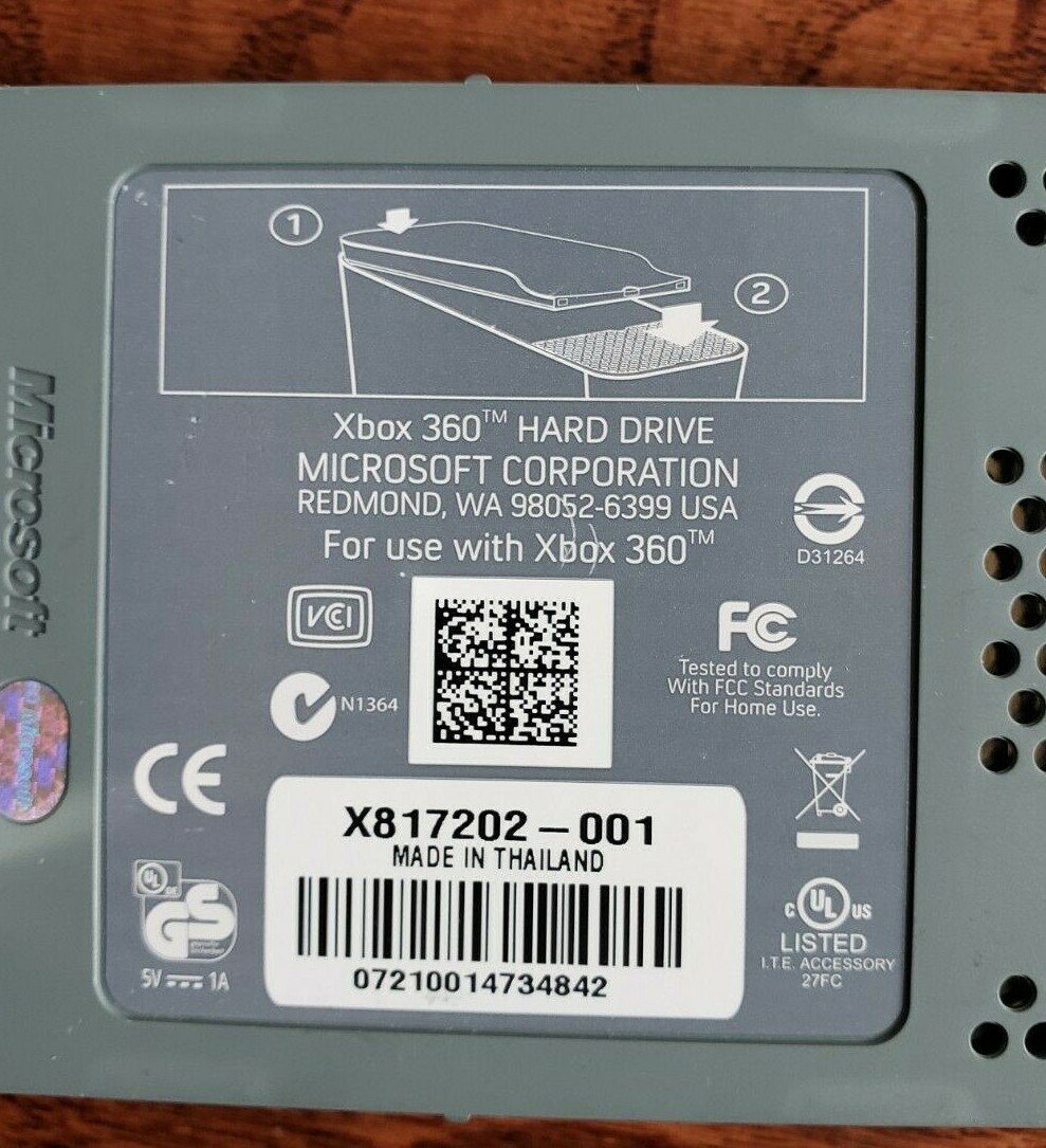 Microsoft Xbox 360 External Hard Drive X817202-001
