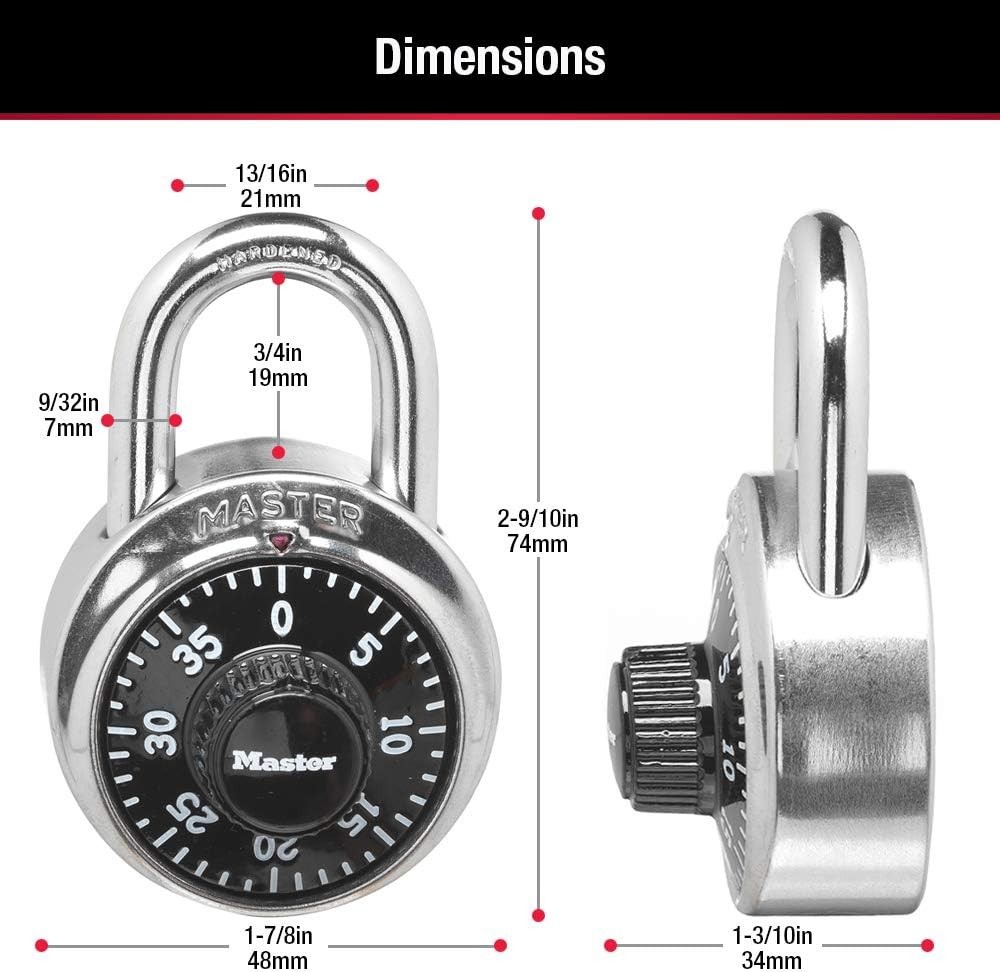 Master Lock 1500T Gym Locker Combination Padlock Preset 3-Digit Code 8pk