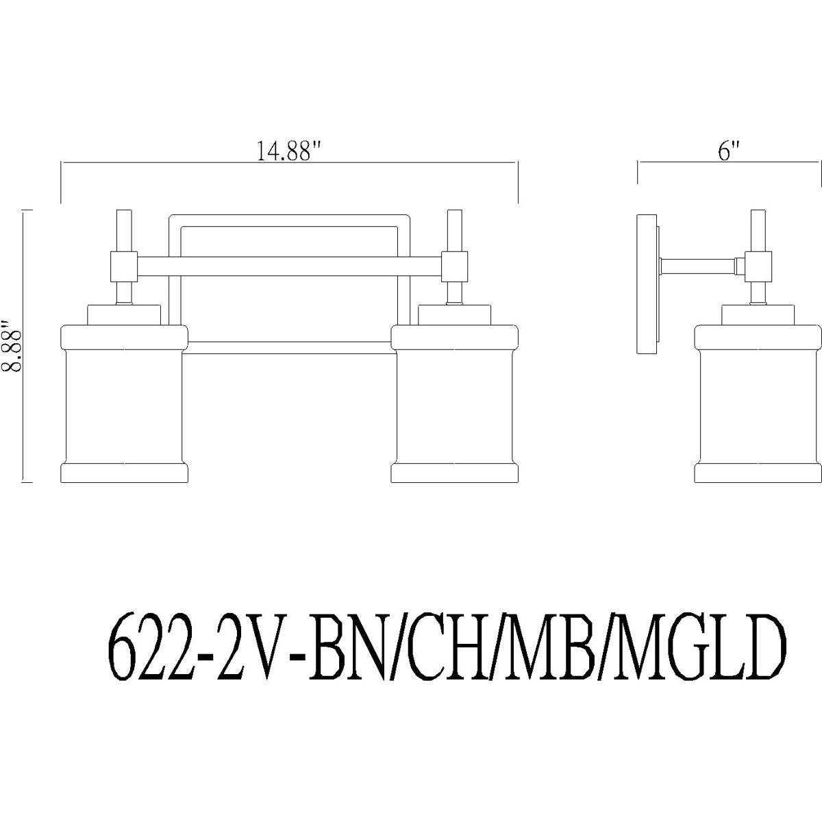 Z-Lite 622-2V-BN Cadoc Bathroom Vanity Light Brushed Nickel