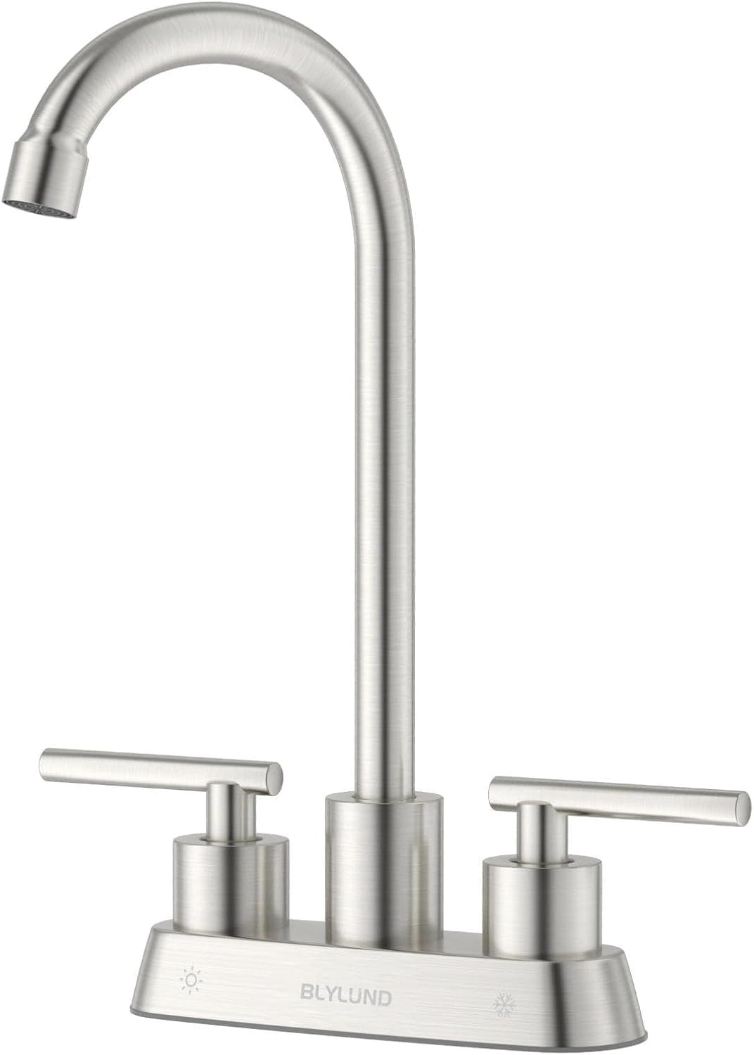Brushed Nickel Commercial Bar Sink Faucet with Dual Lever Handles