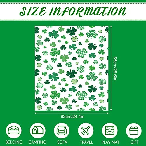 Christmas Throw Blanket Green Lucky Clovers and Shamrocks Throw Classic Style