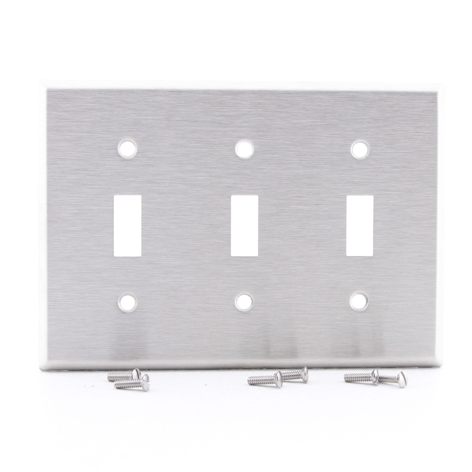 Cooper 93073 3-Gang Non-Magnetic Stainless Steel Toggle Switch Cover Wallplate