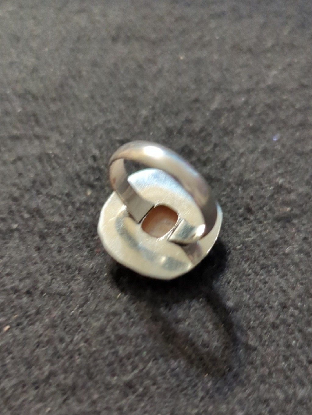Silver Plated Peach Moonstone Gemstone Square Statement Ring - Size 8