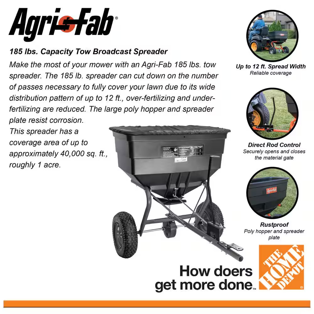 185 Lbs. Capacity Tow Broadcast Spreader