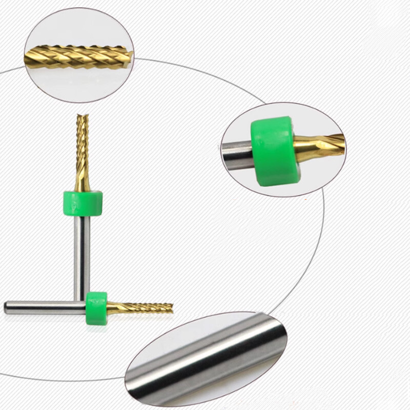 10pc Corn PCB Milling Cutter With Positioning Ring TIN Coating Engraving/PVC/CNC