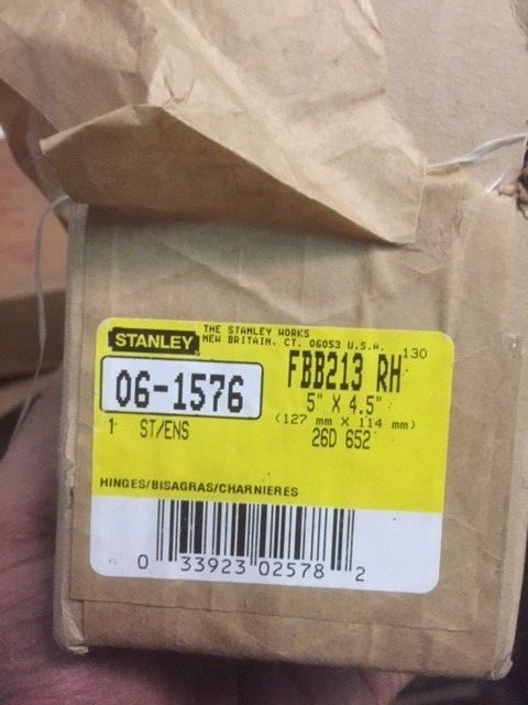 Stanley FBB213 RH 5" x 4.5" US26D (NEW)