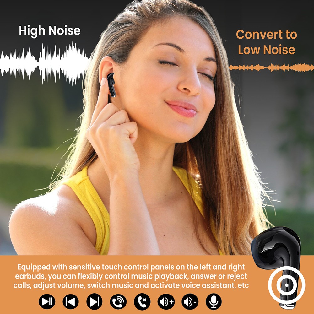Bluetooth Earbuds Headset 5.3 Wireless Noise Cancelling TWS Waterproof Type-C US