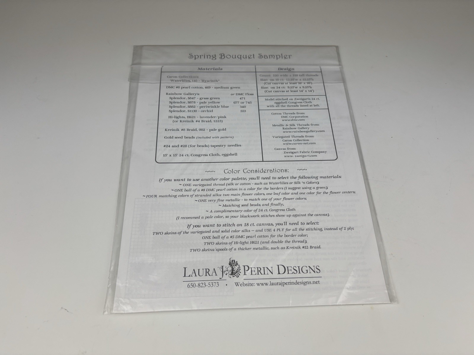 Laura J Perin Design Sampler Collection Spring Bouquet Needlepoint Pattern 2S