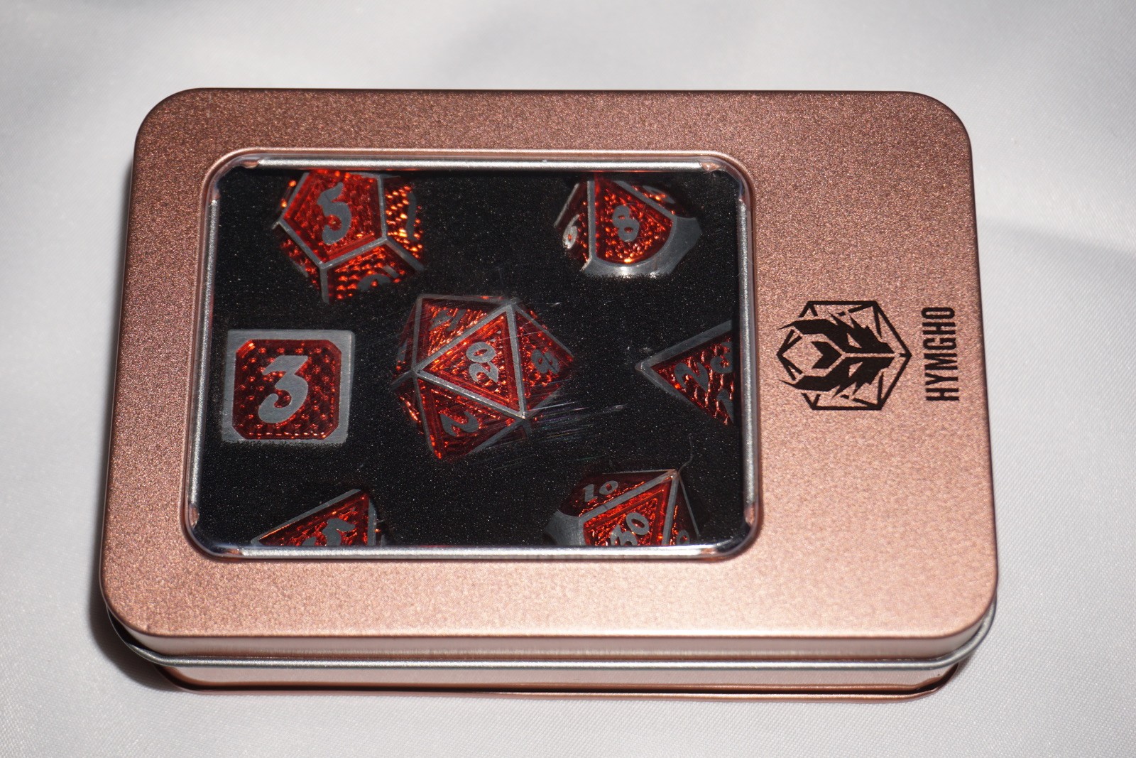Hymgho Behemoth Brushed Red Metal Dice Set D&D NEW Sealed