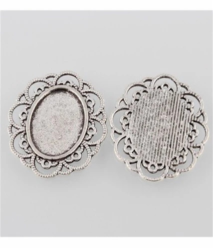 18x13mm Antique Silver Cabochon Pendant Setting NO RING 883x