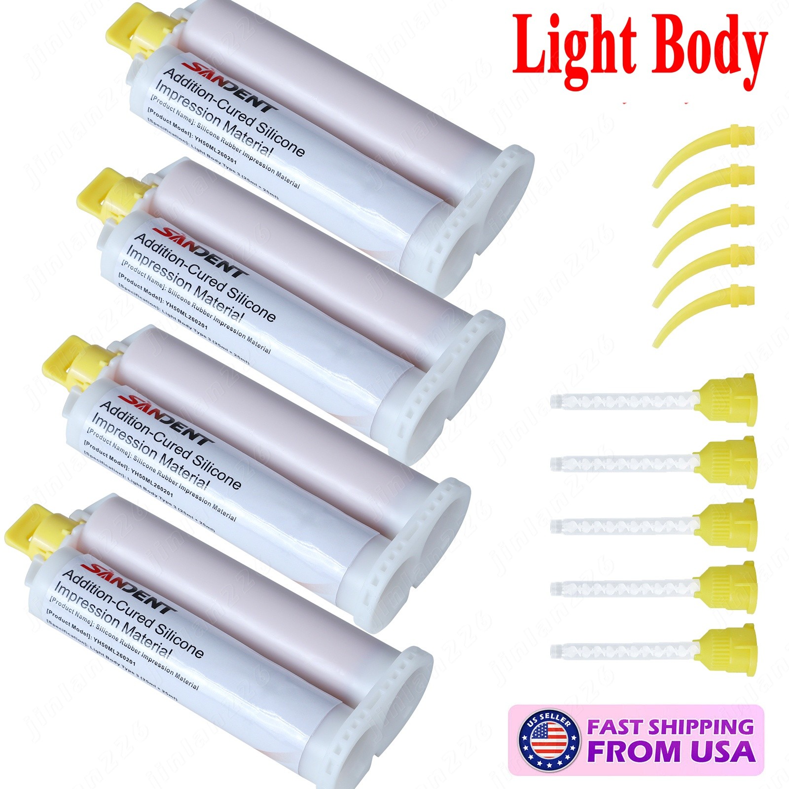 4 Dental Impression Material Light Body, Fast Set VPS PVS Mold (4 Cartridges)