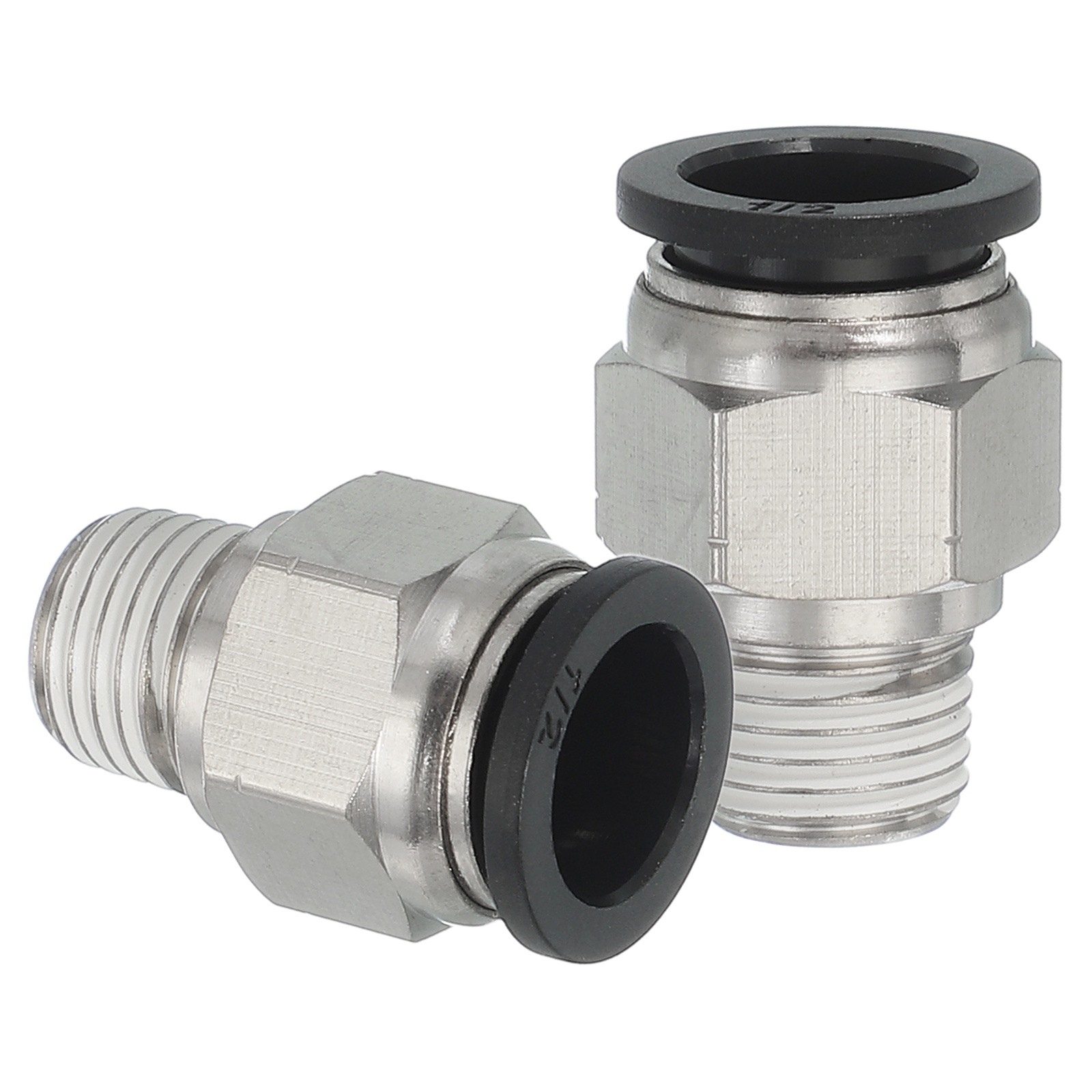 2 Pcs NPT Female 1/2" Tube OD x 1/4" NPT Thread Push to Connect Fittings Black