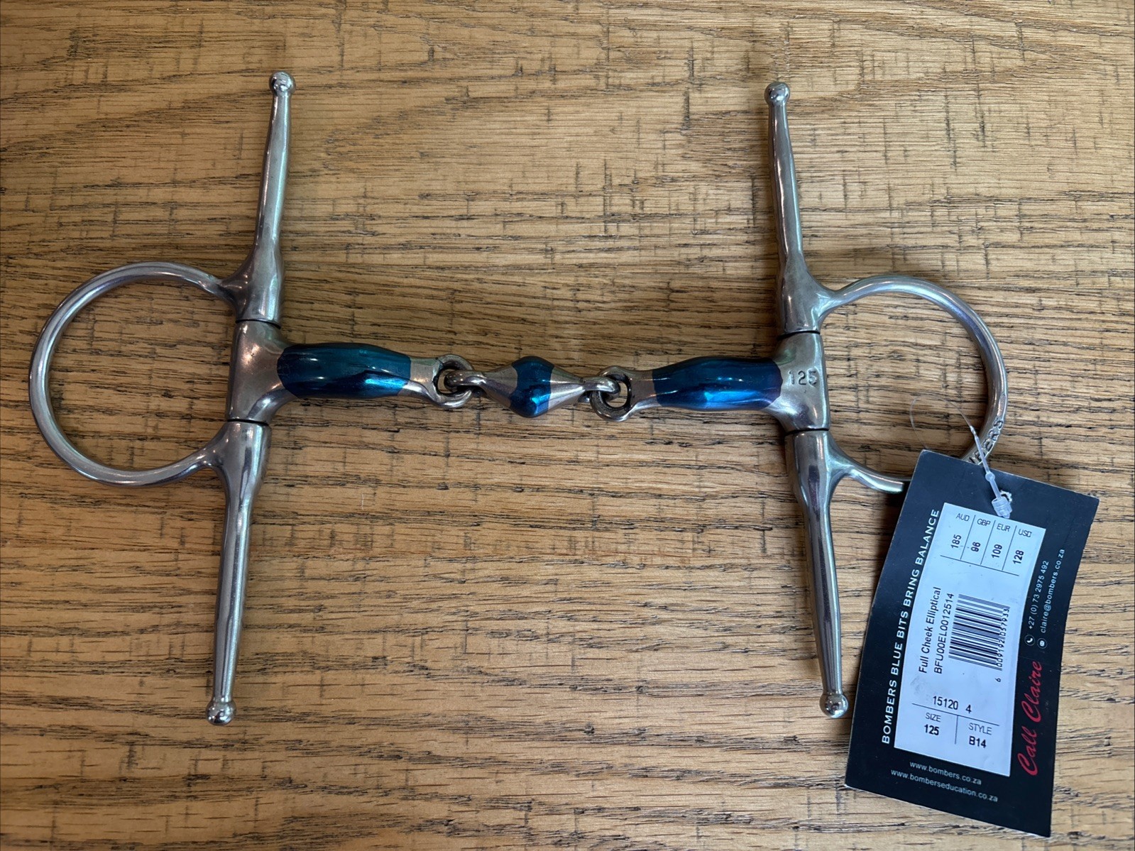 NEW Bombers Elliptical Full Cheek Snaffle Bit.  125 mm, 5”