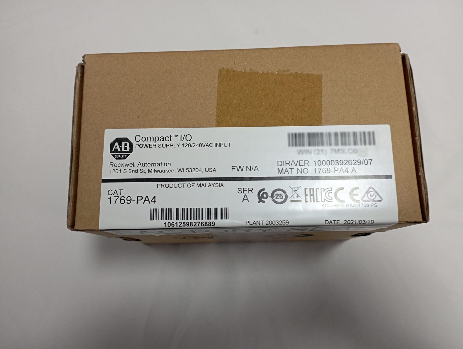 Allen Bradley 1769-PA4 Power Supply 120/240V Input Module New In Box 1769PA4