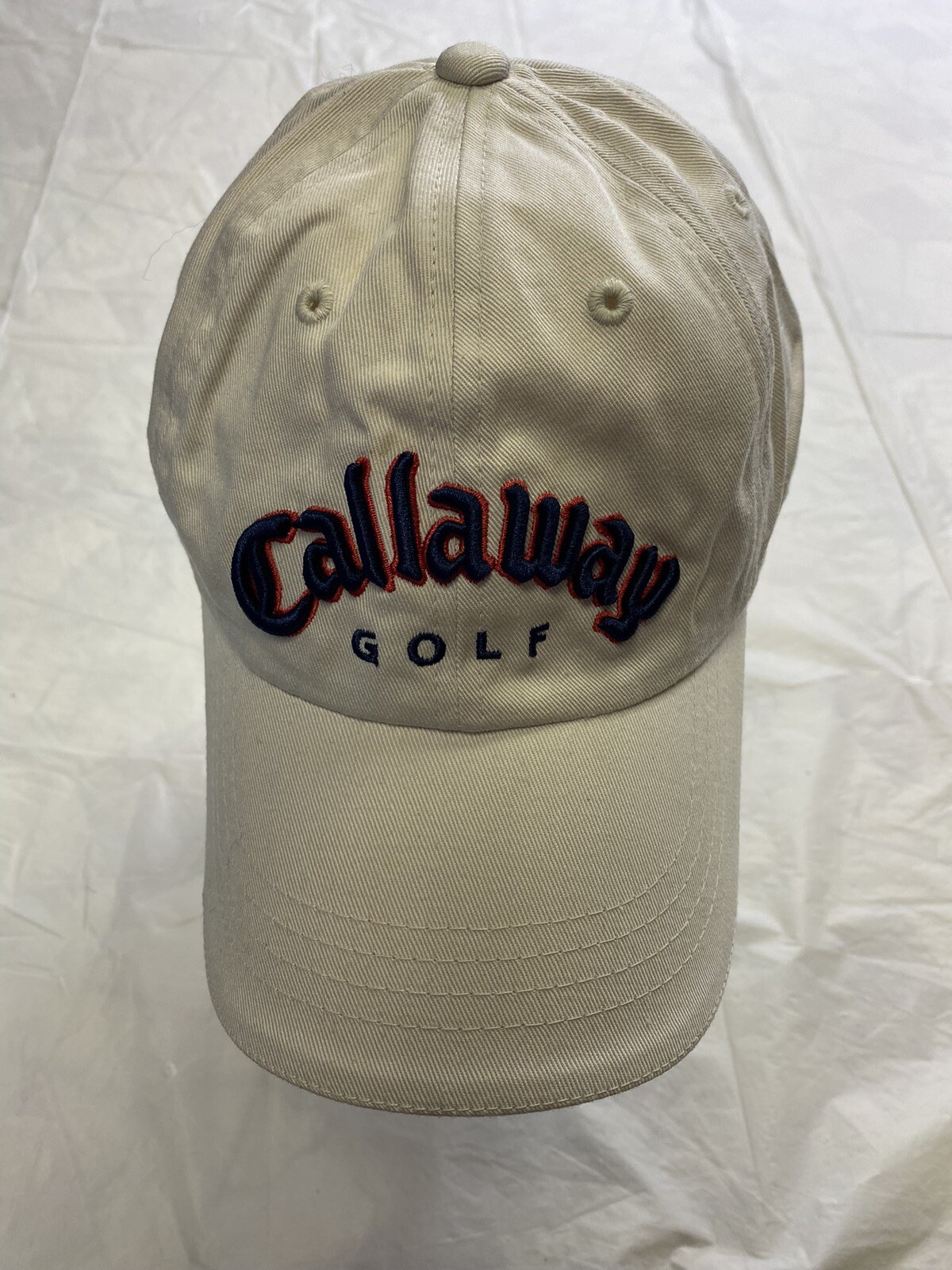 Callaway V Golf Embroidered Hat Spellout Logo Beige Adjustable