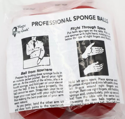 Magic by Gosh 1 1/2" Pro Sponge Balls (RED / BAG of 4) by Goshman