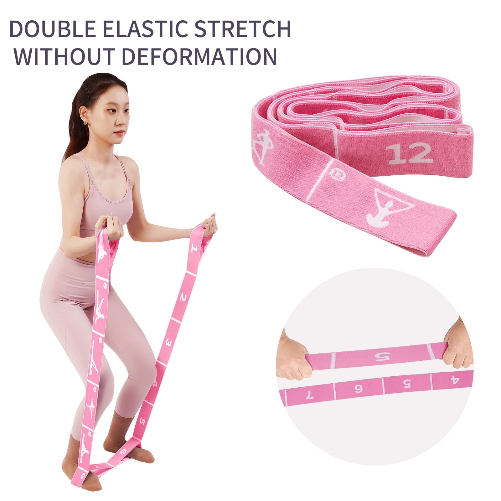 Yoga Strap with 12 Loops - Multi-Functional Stretch Band for Pilates, Dance, ...