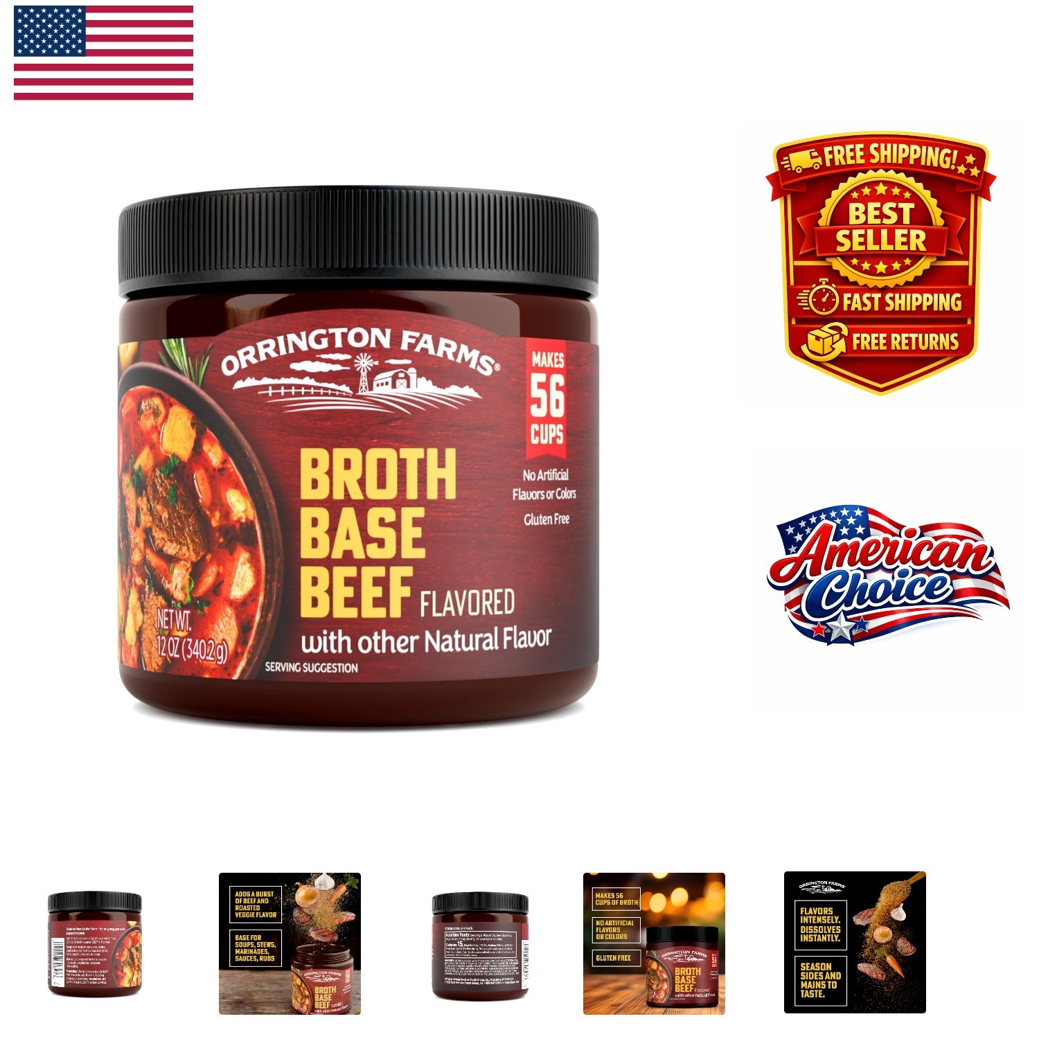 12 oz Jar of Granulated Beef Bouillon - Easy-to-Use, Season-to-Taste Flavor