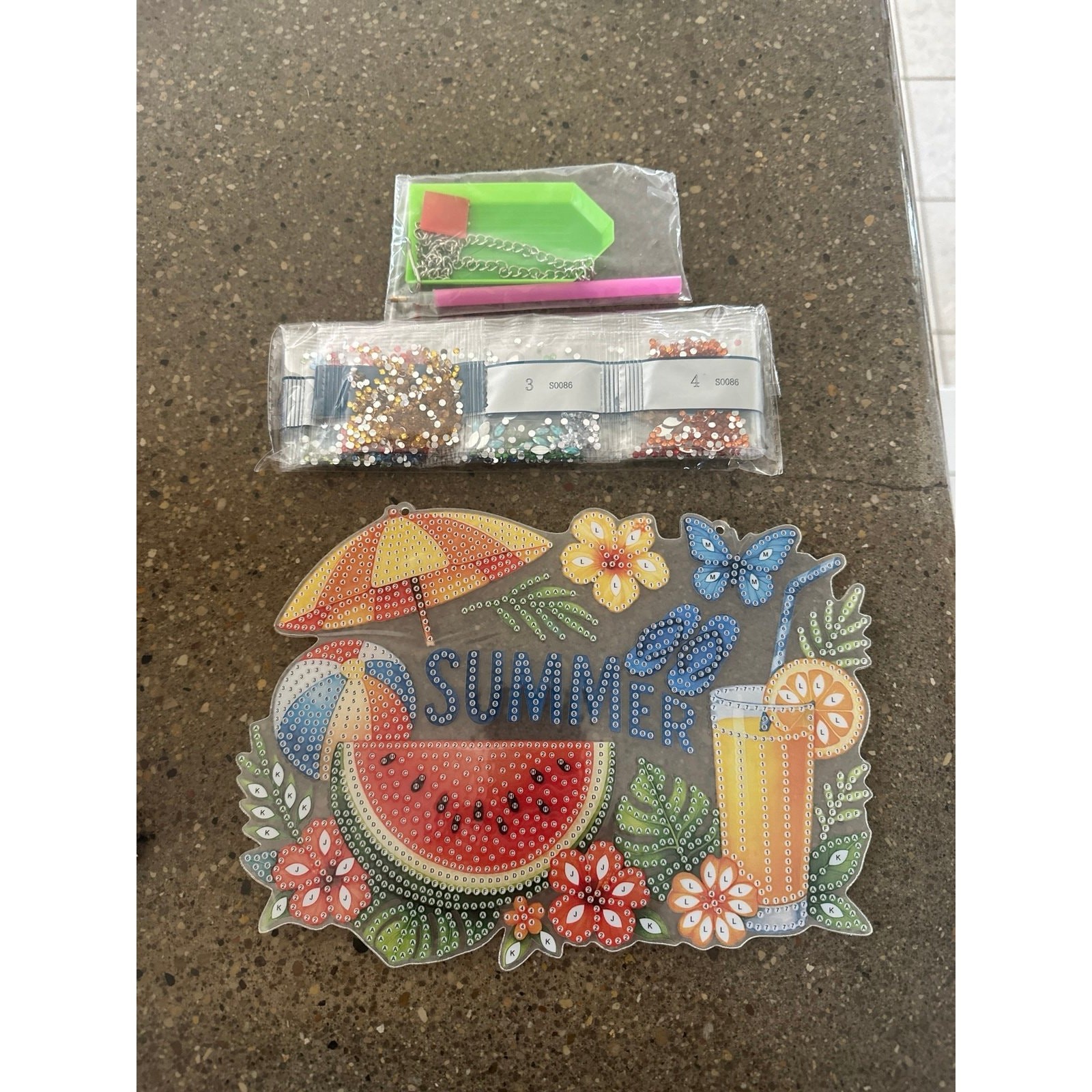 NWT Sourmo Summer Beach Diamond Art Hanging Sign Kit - Super Cute!