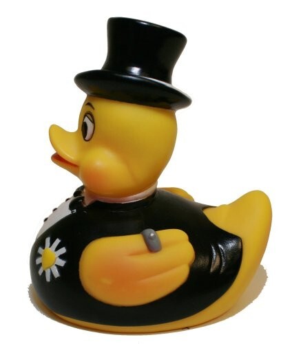 Groom Duck, Wedding Gift Squeaky & Floating Upright Bathtub Toy - Waddlers Brand