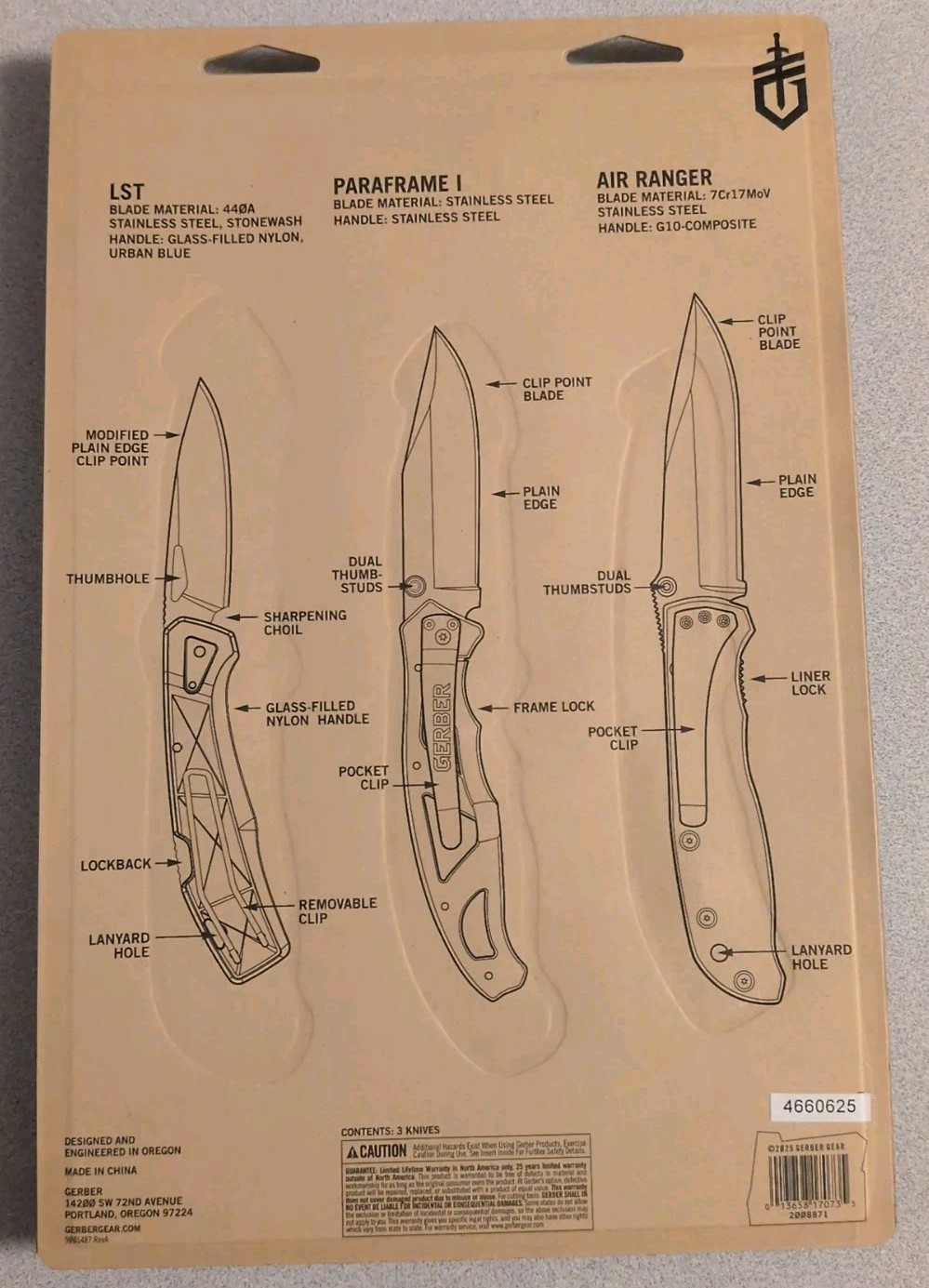 Gerber 3pc. Folding Knife Set, Greatest Hits, Brand New