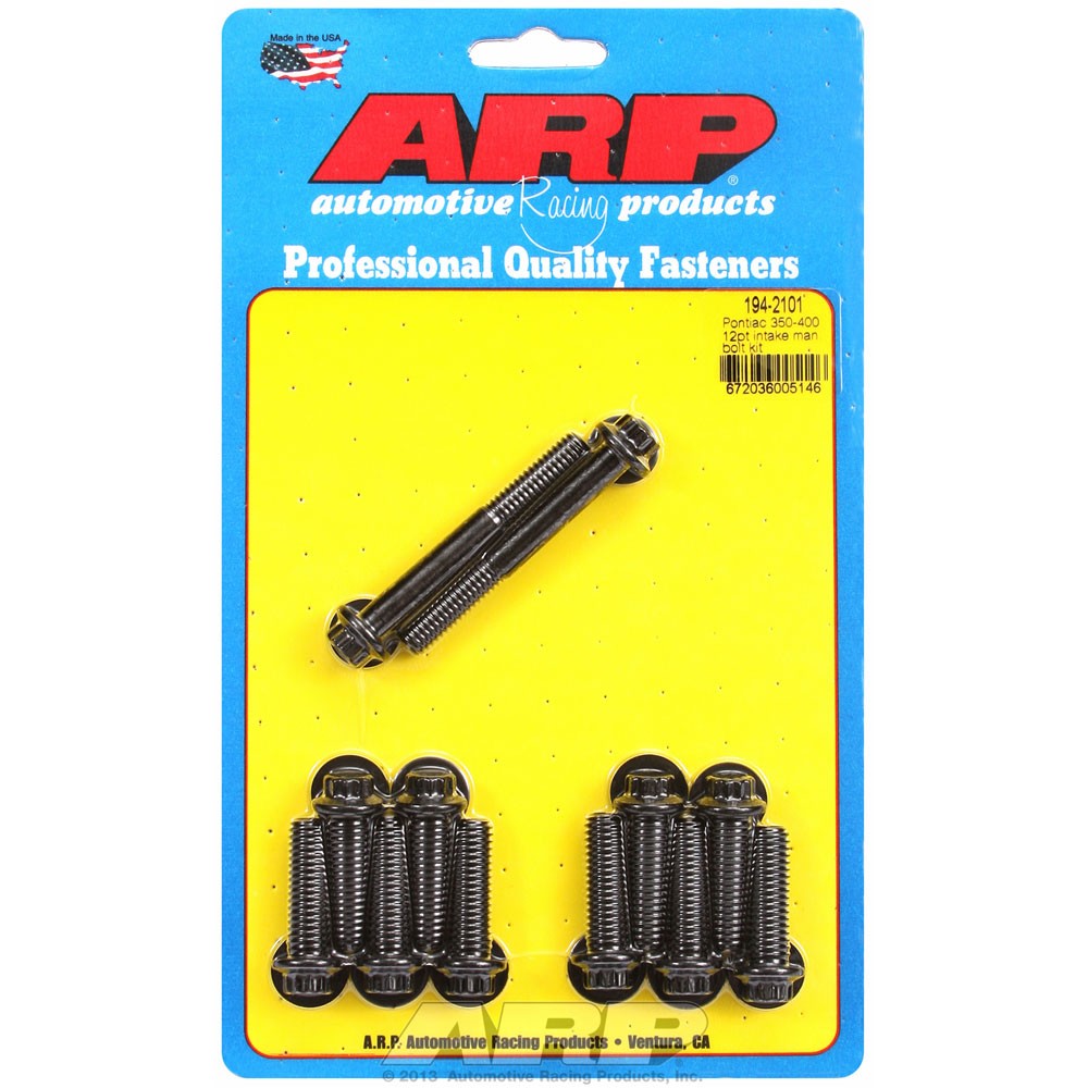 ARP Intake Manifold Bolt Set 194-2101; Black 12pt Chromoly for Pontiac 326-455
