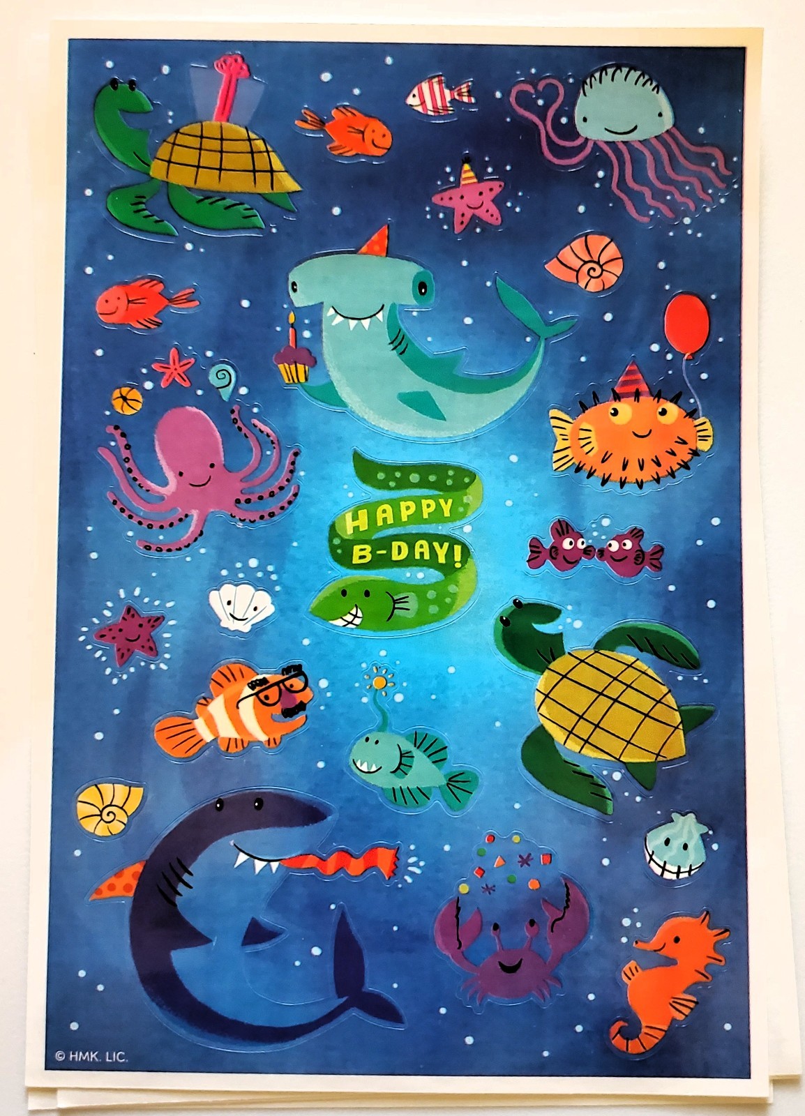 Happy Birthday Party - Sea Creatures Stickers - Hallmark - 1 Sheet