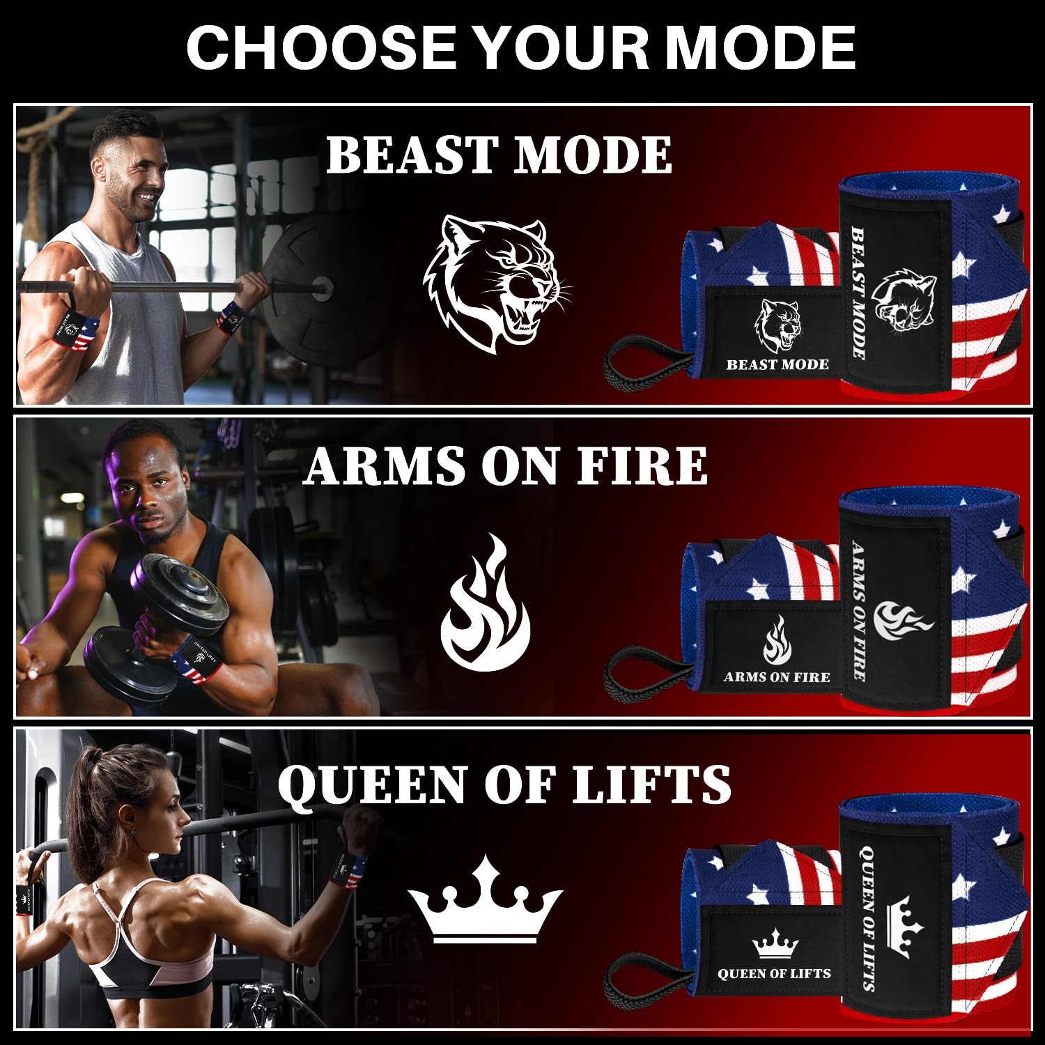 HeavyDuty Weightlifting Wrist Wraps with Thumb Loop for Powerlifting & Training