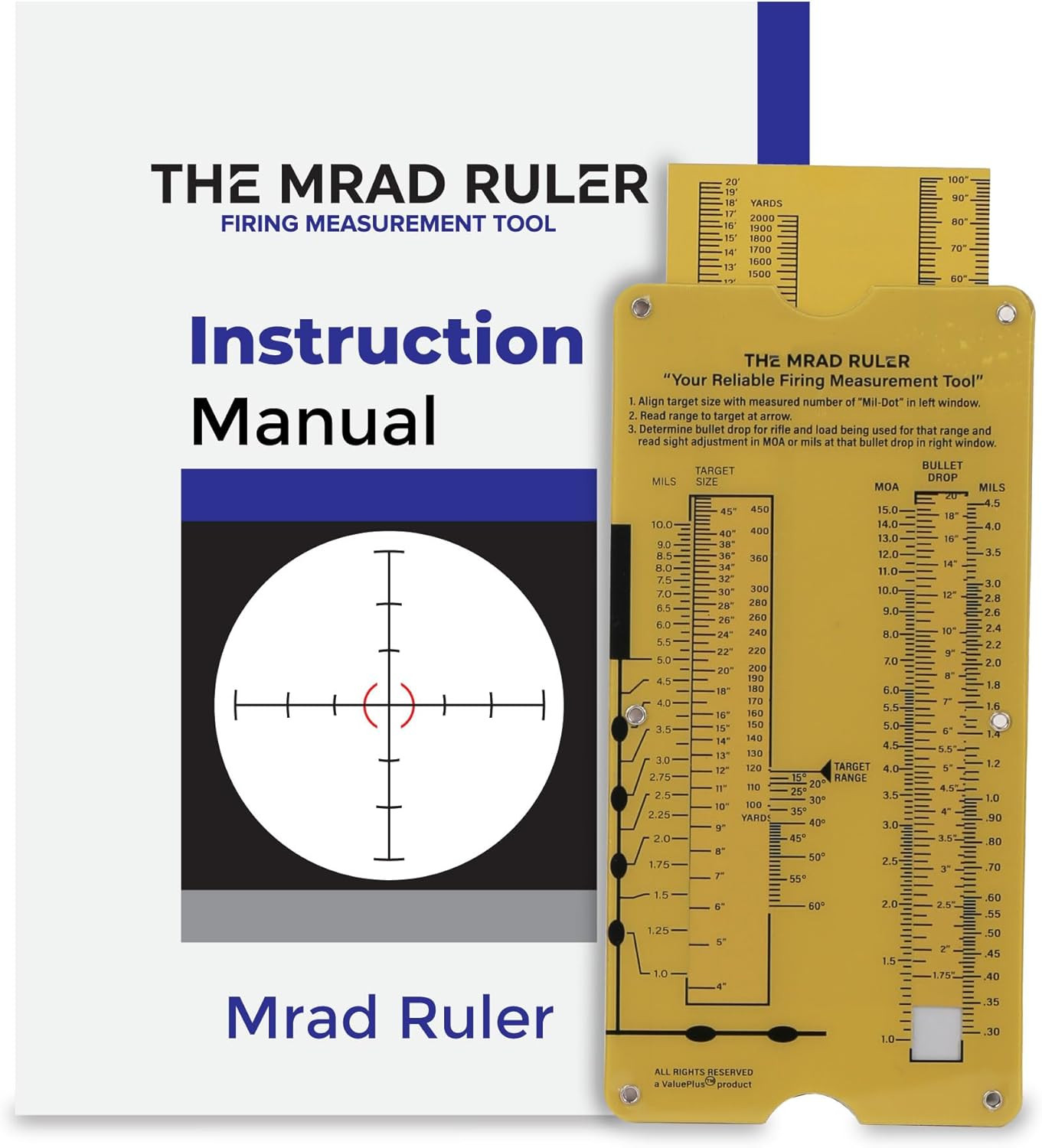 MRAD Ruler Range to Target Calculator Compact and Portable Firing Measurement Sl