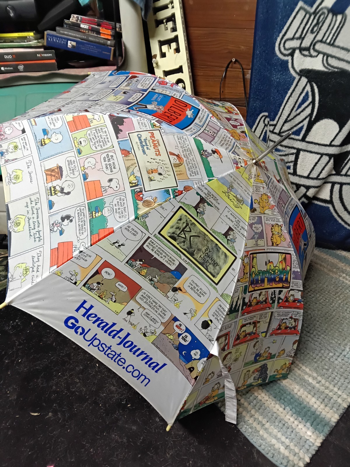 Herald-Journal Comic Strip Print Umbrella White