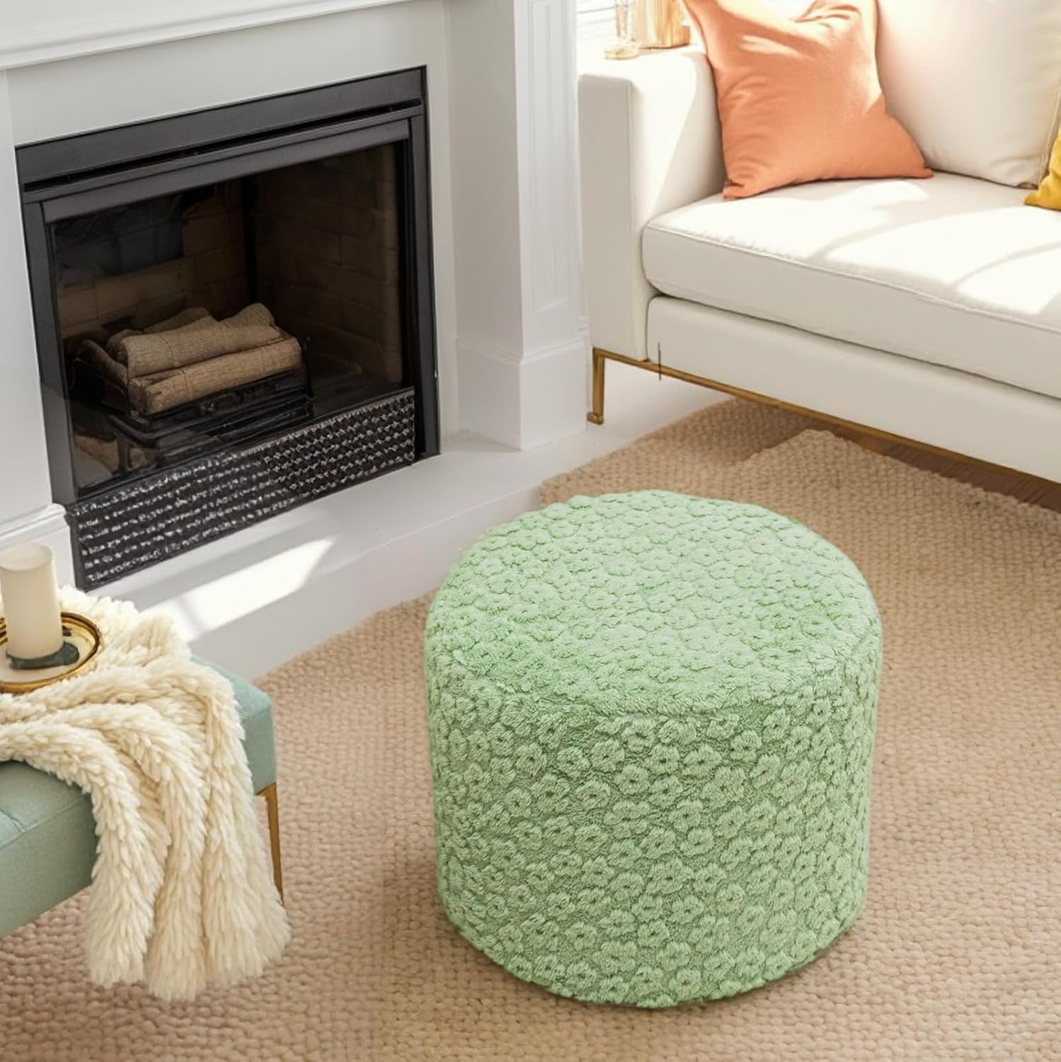 Ottoman Foot Rest Stuffed round Boho Floor Poof Seating Armchair Ottoman Foot St