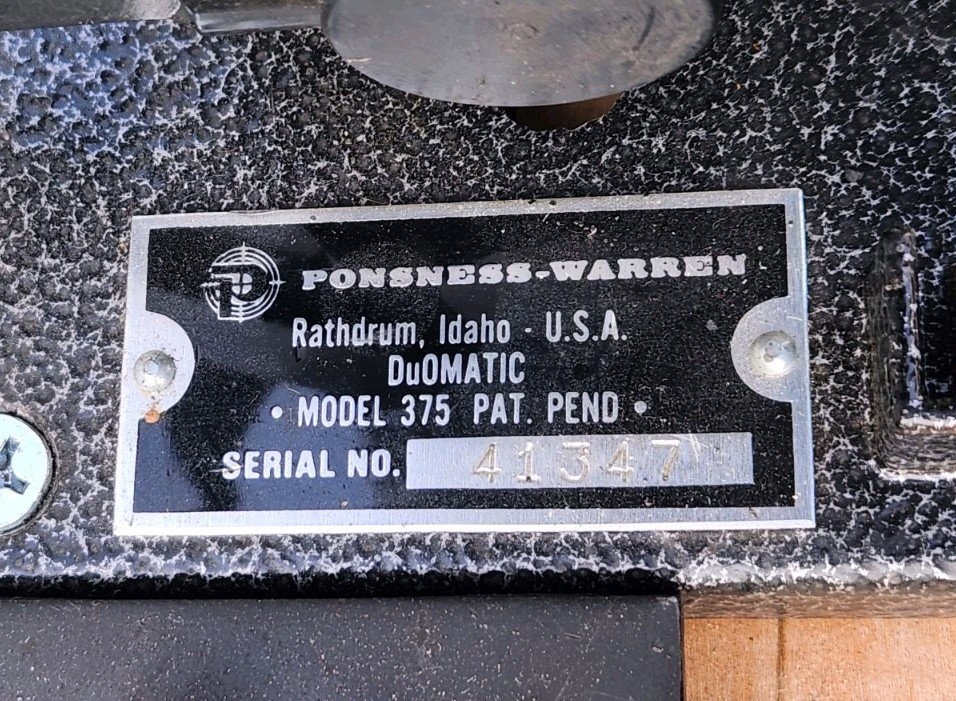 Ponsness-Warren Model 375 Reloading Press.