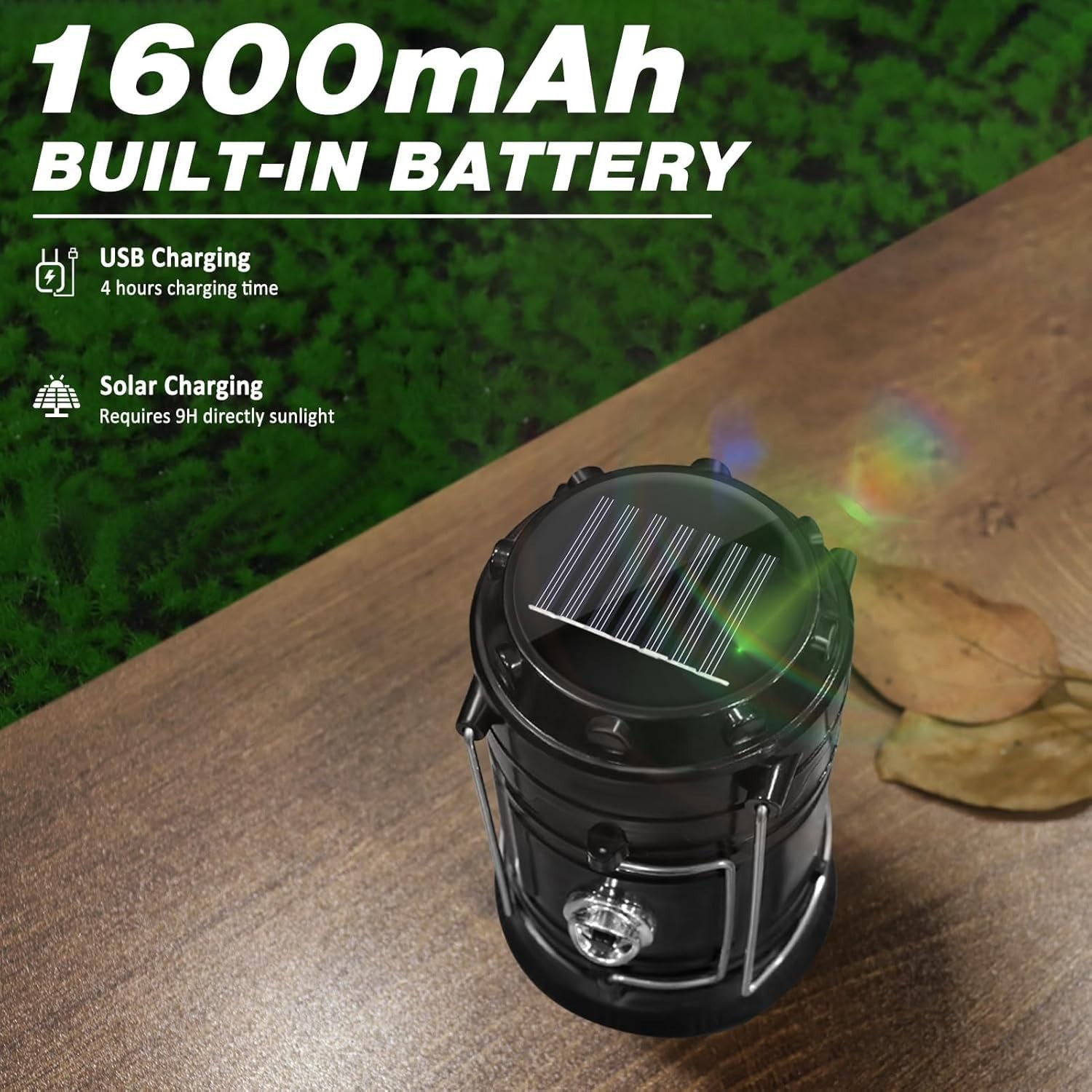 4-Pack Solar Camping Lantern Flashlight Collapsible USB Rechargeable for Outdoor