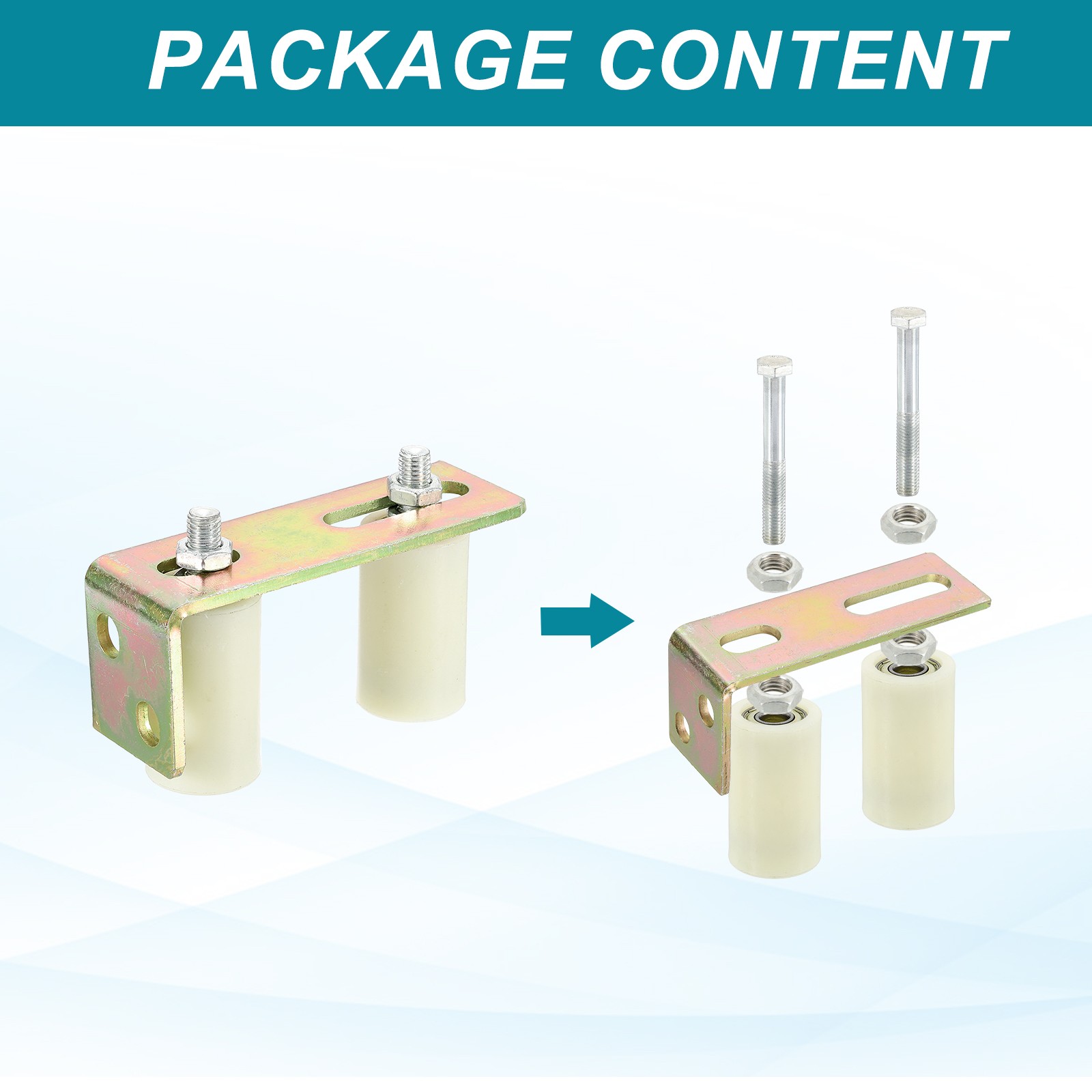 4Set Slide Gate Guide Roller 2.8" Adjustable Nylon Rollers with Bracket, White