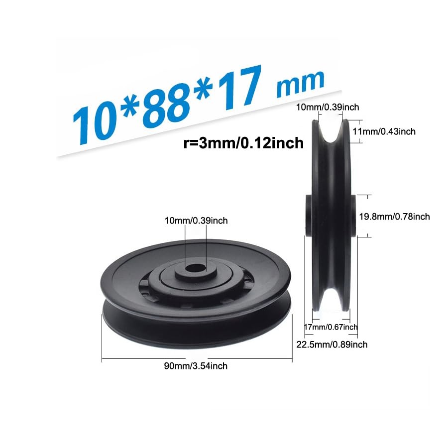 SquEqu 2 Pack Cable Pulley System Bearing Replacement Nylon Universal Black