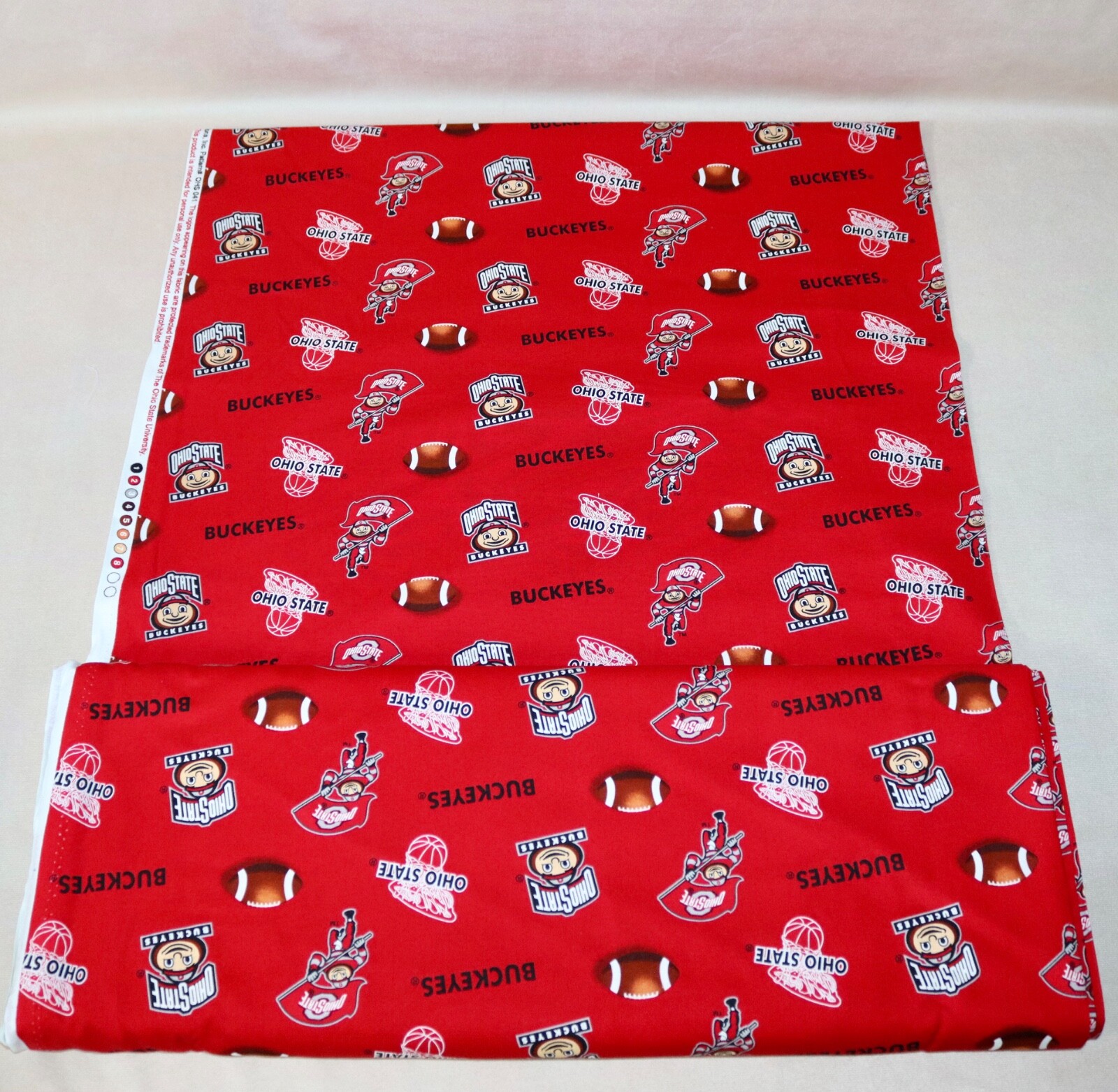 Ohio State Buckeyes ~ Logo Pattern College Cotton Fabric 1/4 Yard 9” X 44”